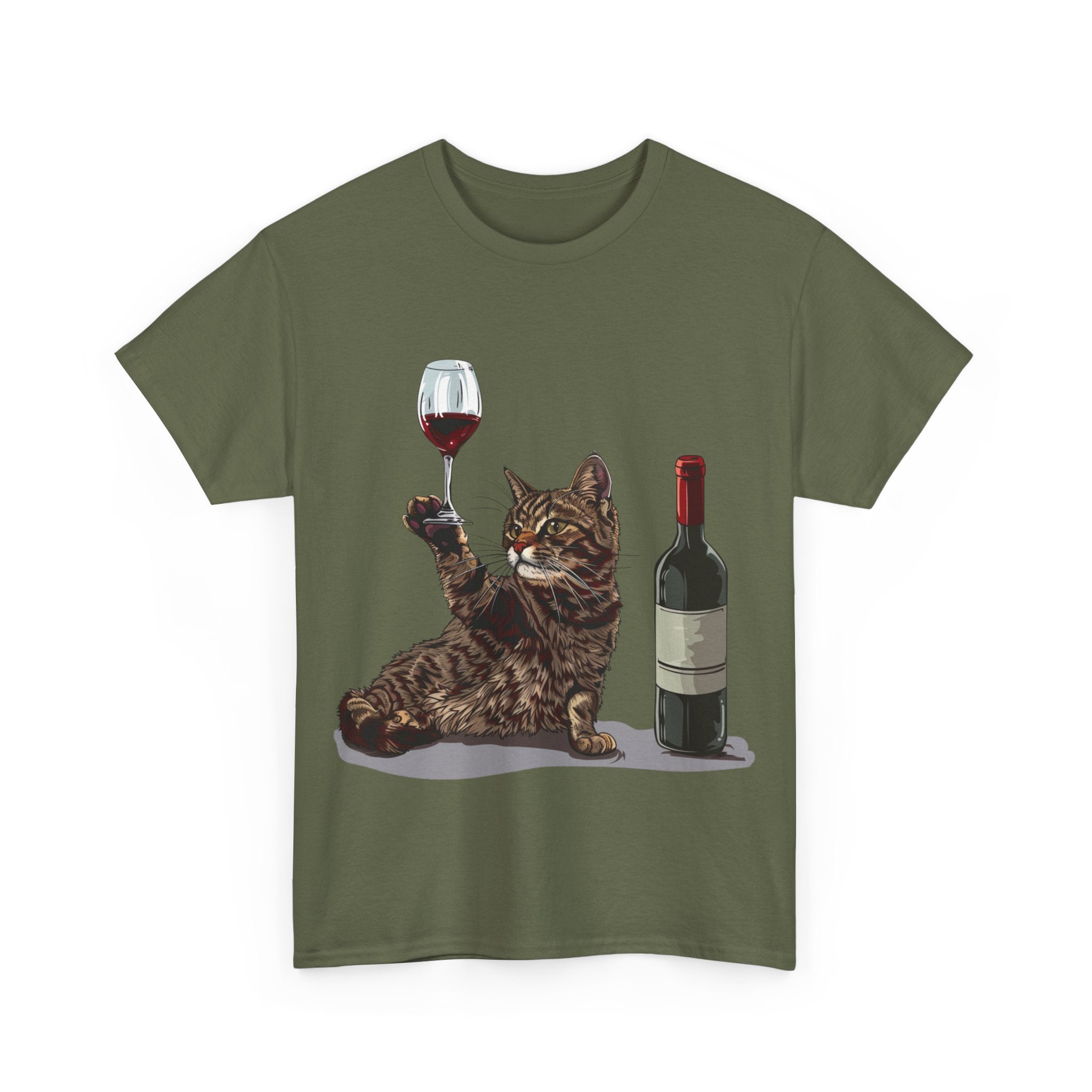 Printify T-Shirt Cat Wine Enthusiast Unisex Cotton Tee