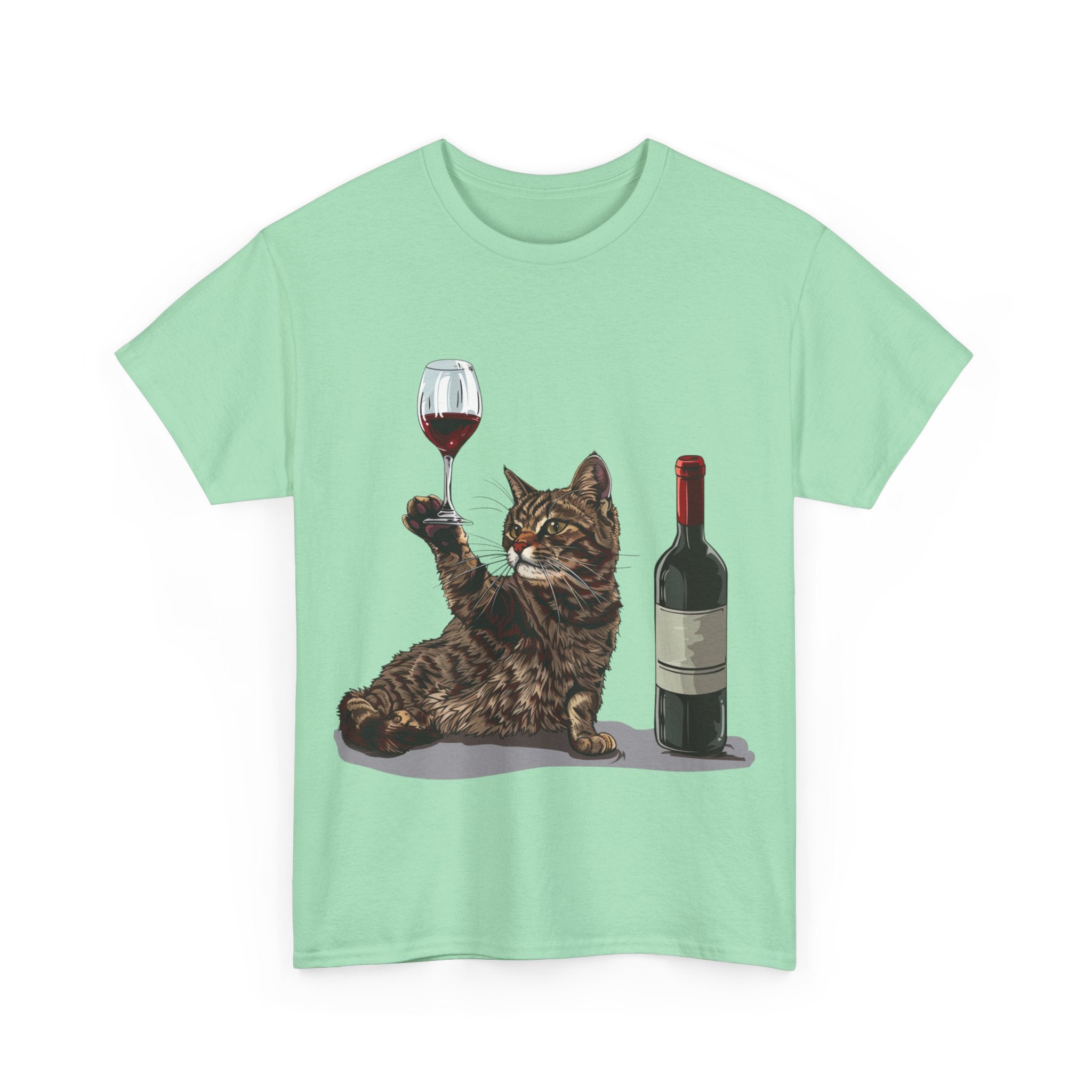 Printify T-Shirt Cat Wine Enthusiast Unisex Cotton Tee