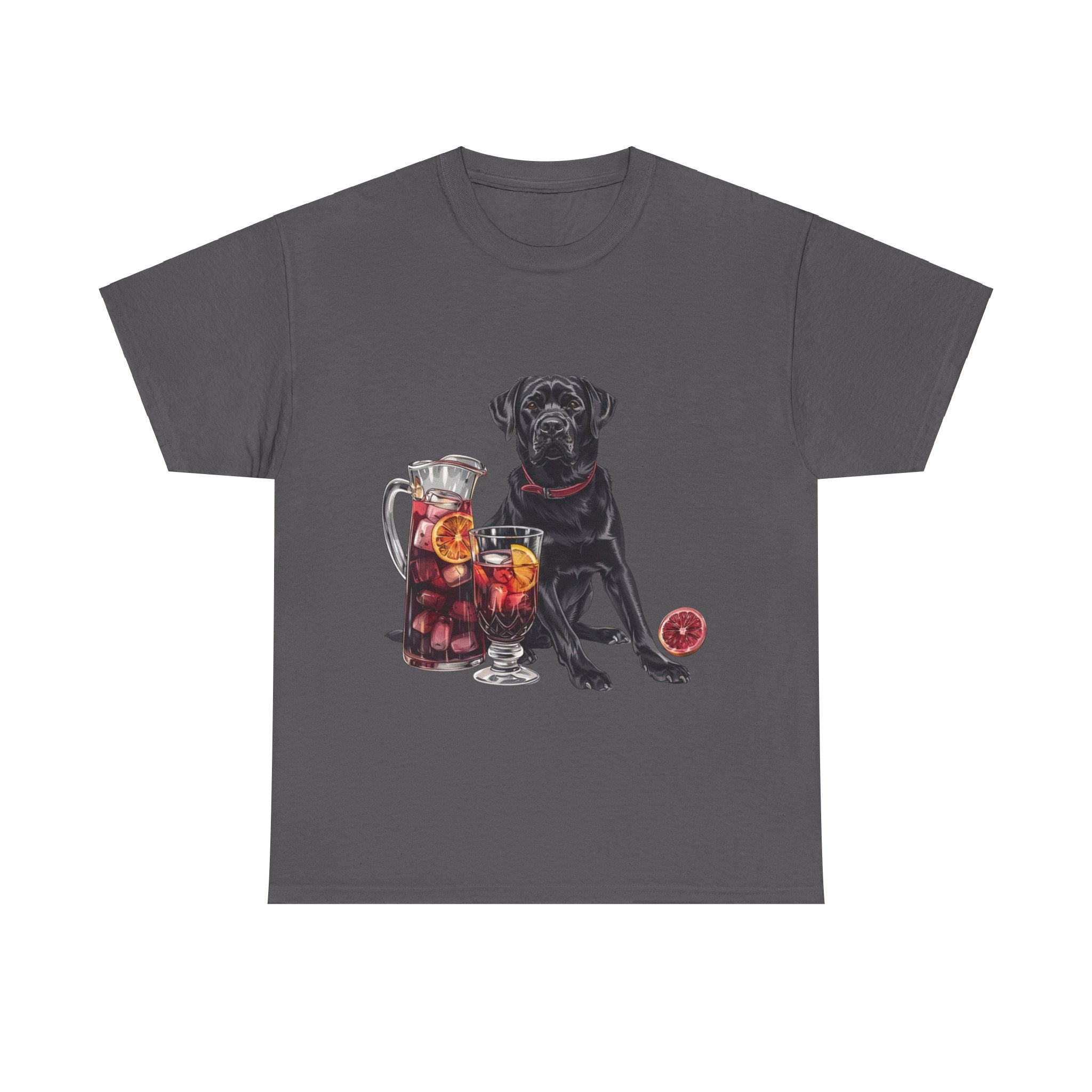 Printify T-Shirt Charcoal / S Black Labrador & Sangria – A Classy Blend of Elegance and Flavor