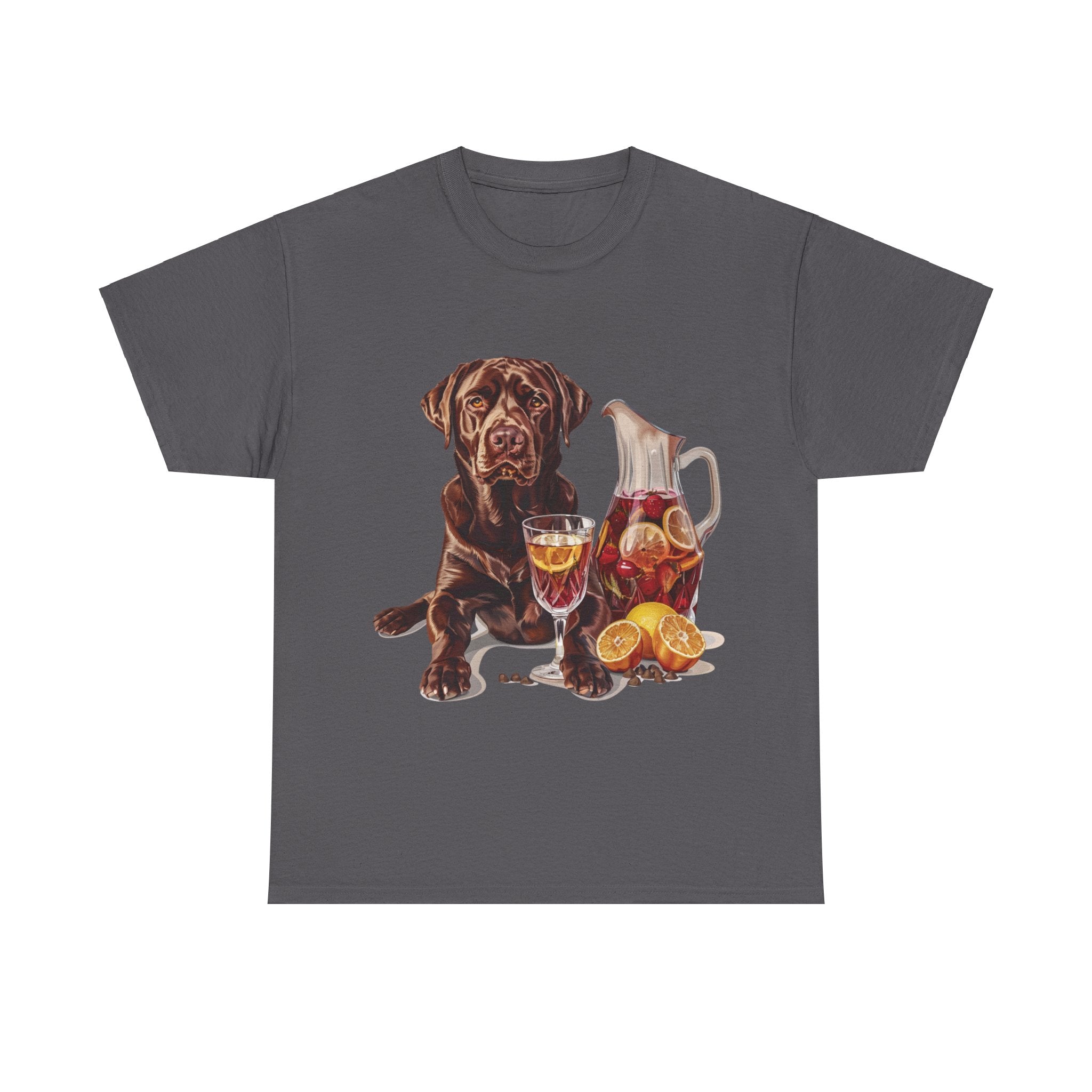 Printify T-Shirt Charcoal / S Chocolate Lab & Fruity Sangria – A Delightful Duo for Every Occasion