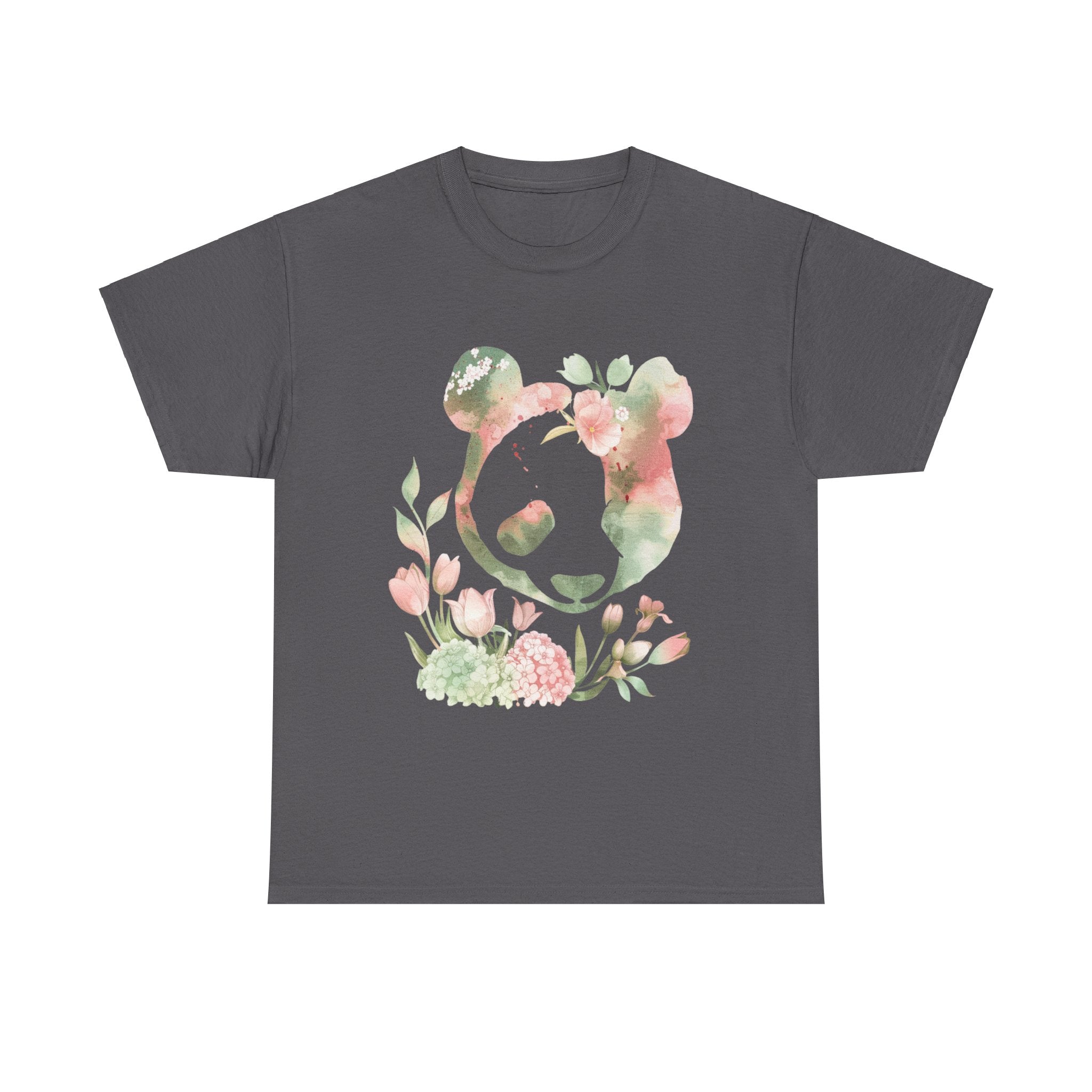 Printify T-Shirt Charcoal / S Floral Panda Unisex Cotton Tee