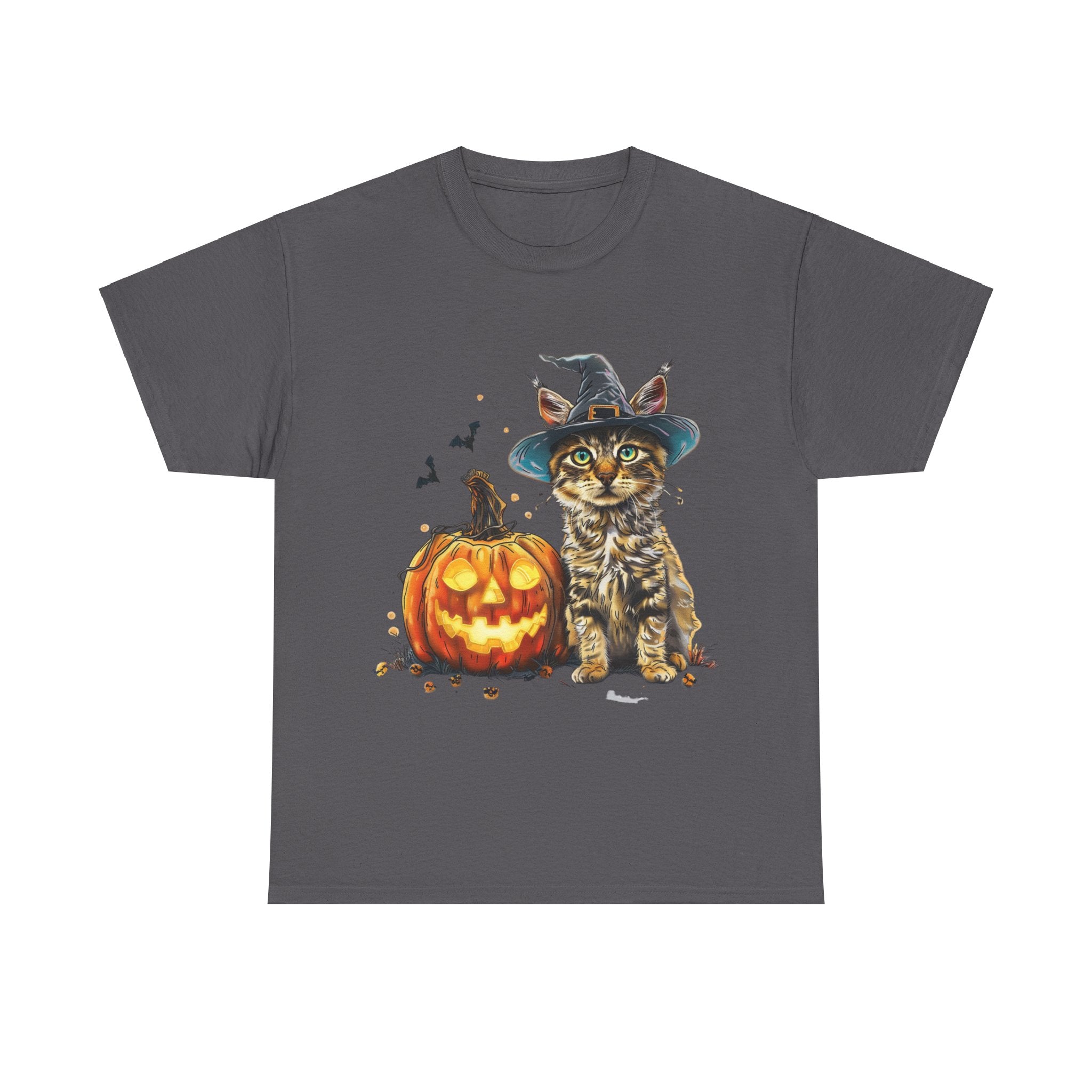 Printify T-Shirt Charcoal / S Halloween Golden Retriever in Witch Hat Tee – Unisex Cotton Shirt