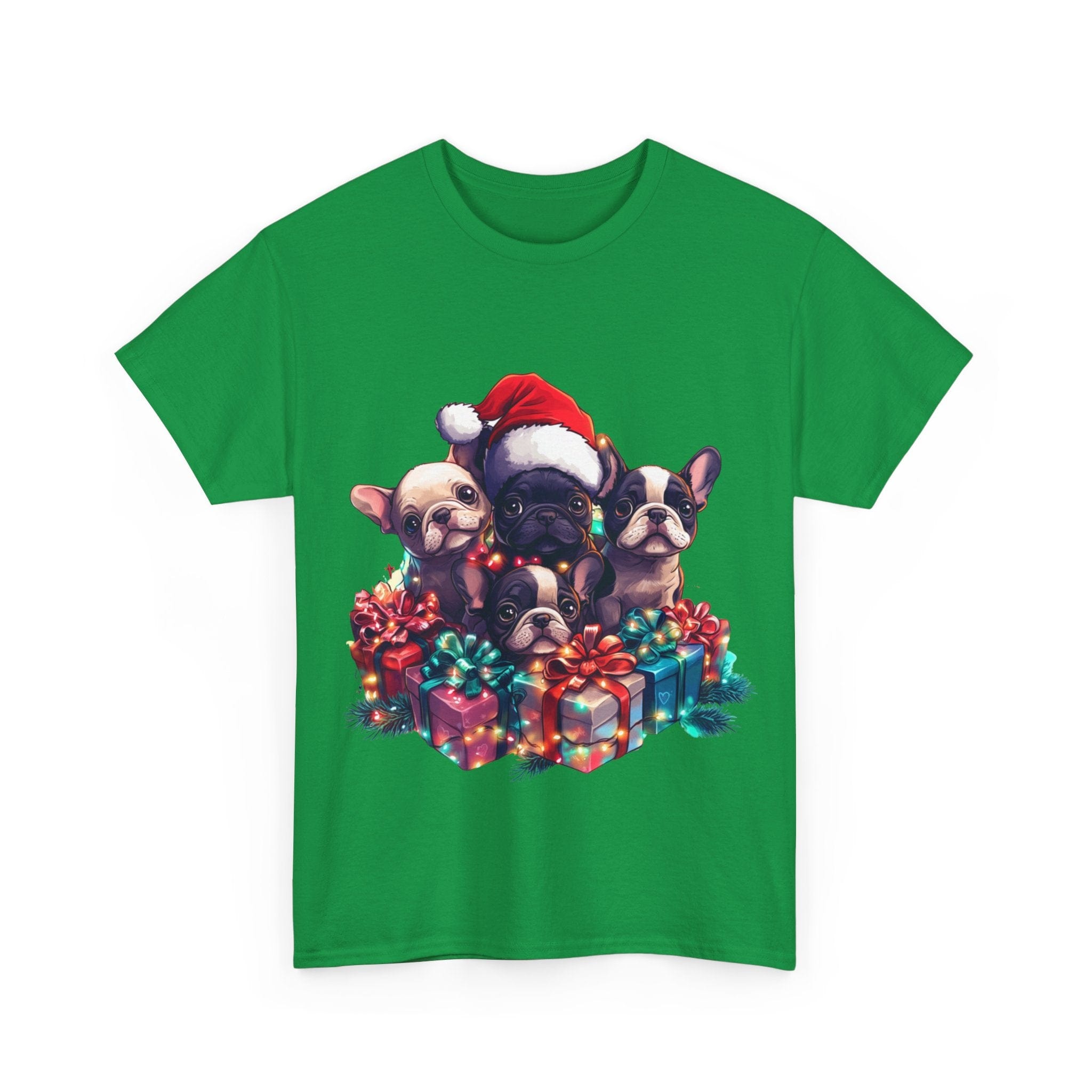 Printify T-Shirt Christmas French Bulldog Gift Box Unisex Heavy Cotton Tee