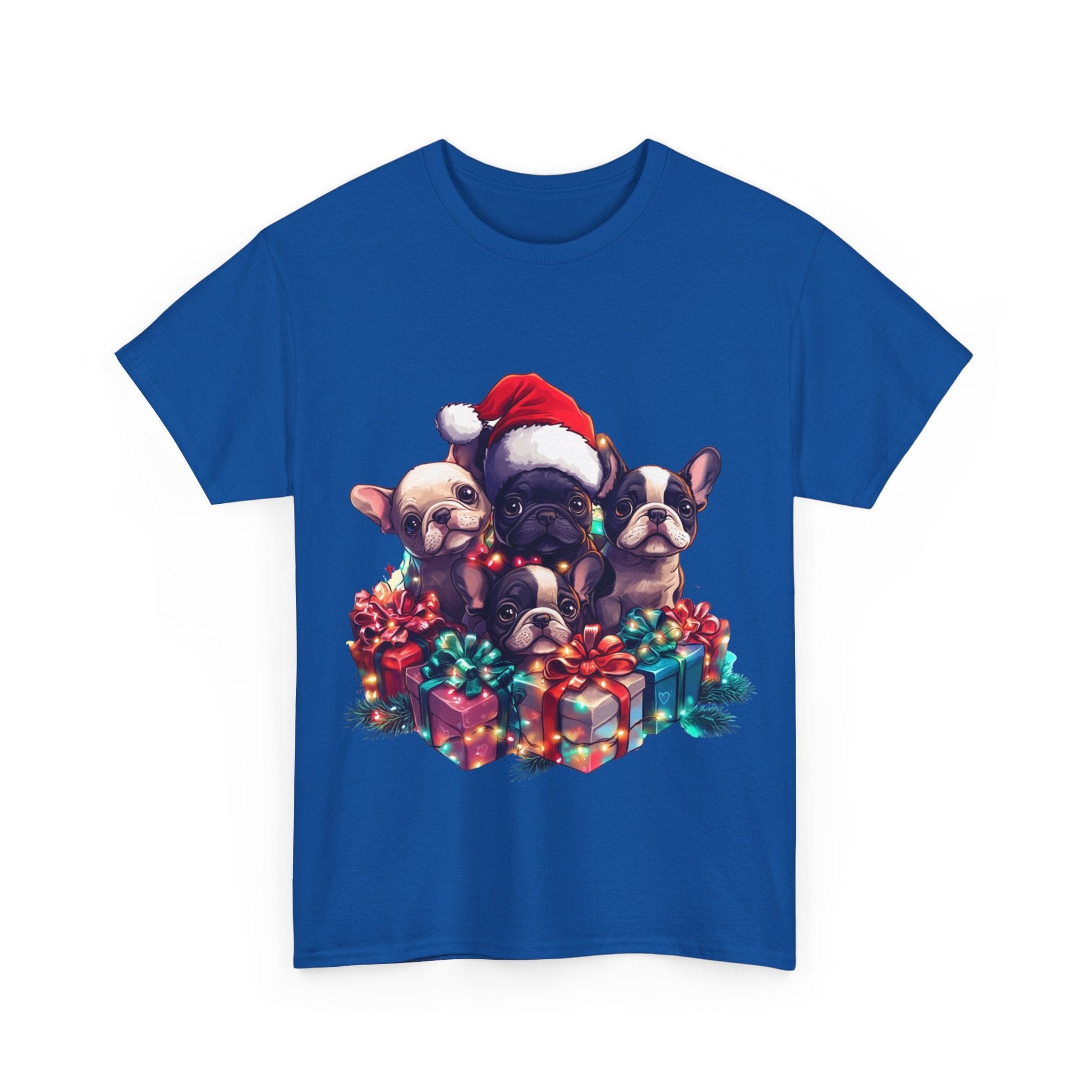 Printify T-Shirt Christmas French Bulldog Gift Box Unisex Heavy Cotton Tee