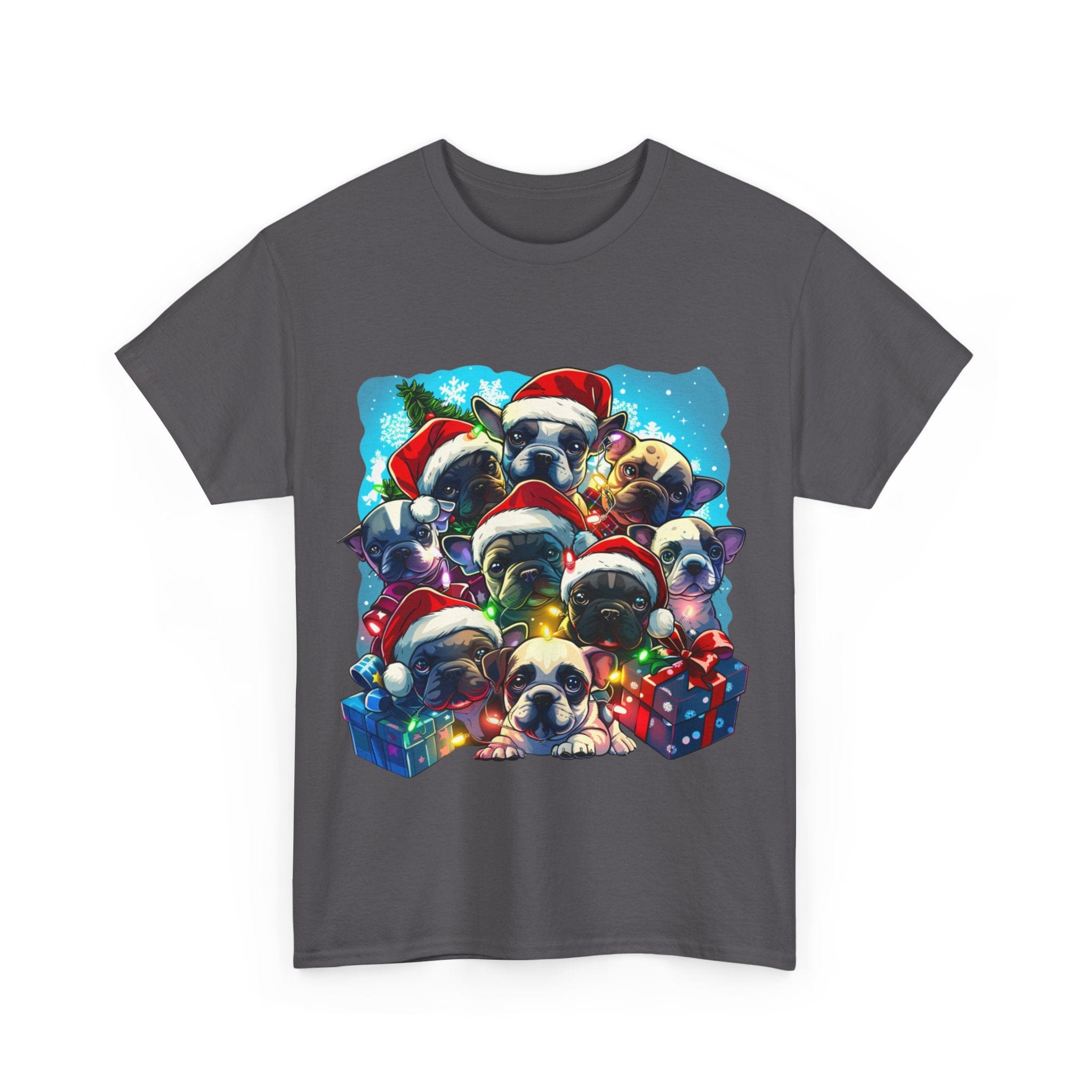 Printify T-Shirt Christmas French Bulldog Pack Unisex Heavy Cotton Tee