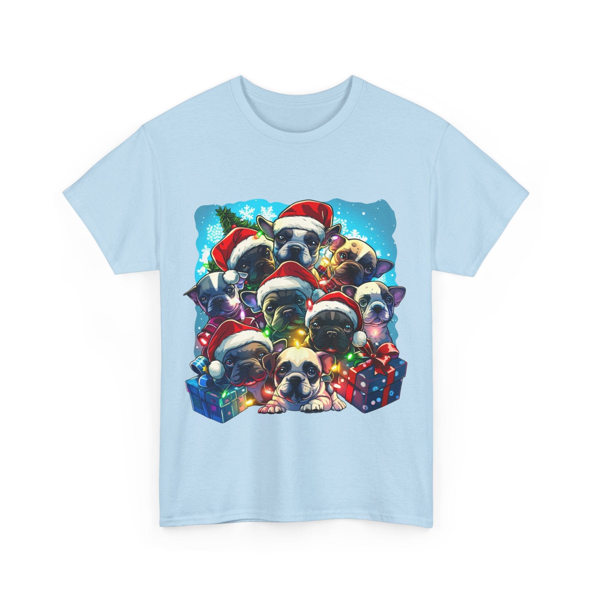 Printify T-Shirt Christmas French Bulldog Pack Unisex Heavy Cotton Tee