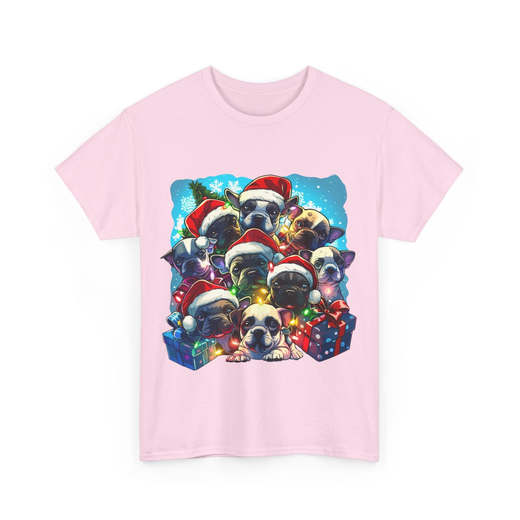 Printify T-Shirt Christmas French Bulldog Pack Unisex Heavy Cotton Tee