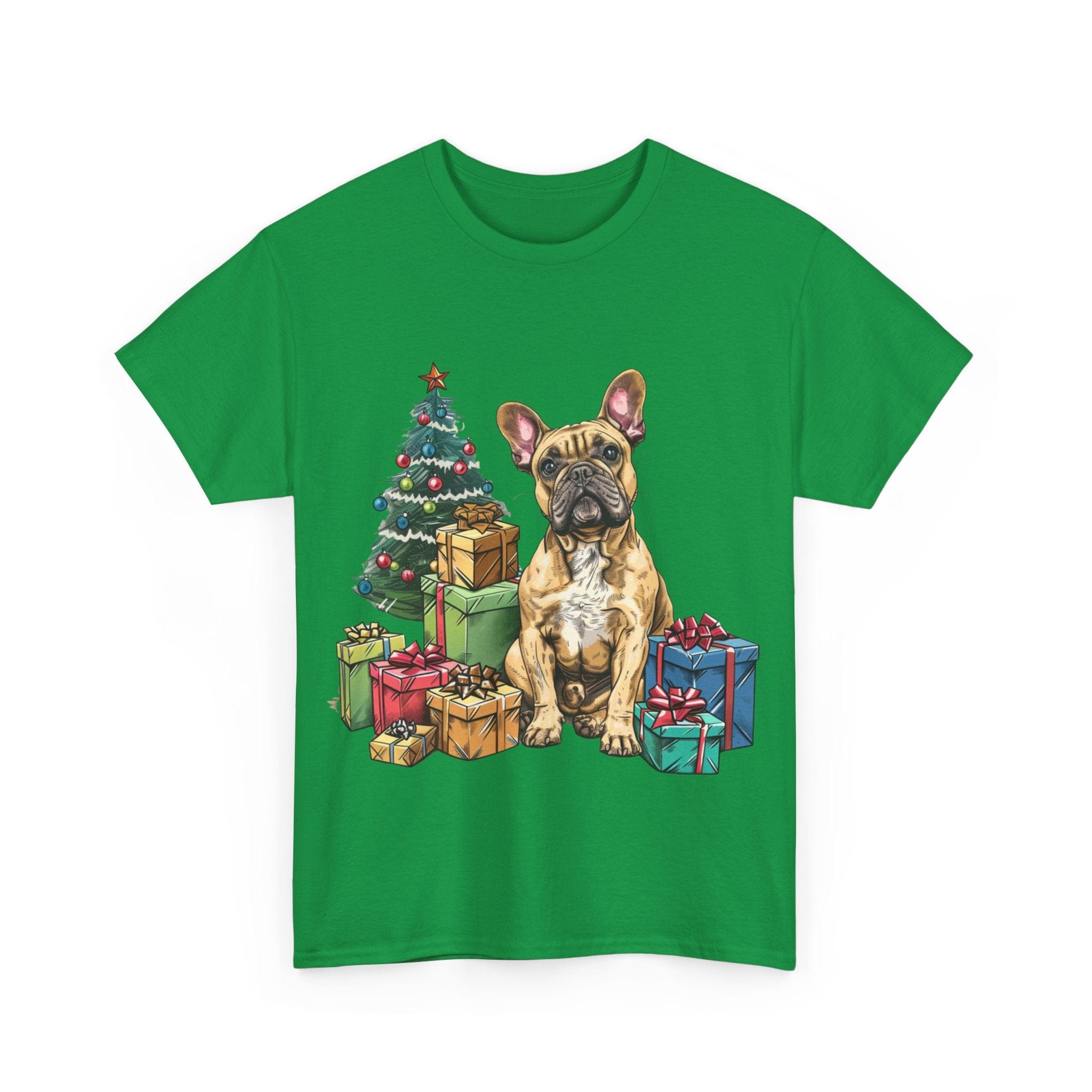 Printify T-Shirt Christmas French Bulldog with Presents – A Festive and Adorable Holiday Design for Dog Lovers