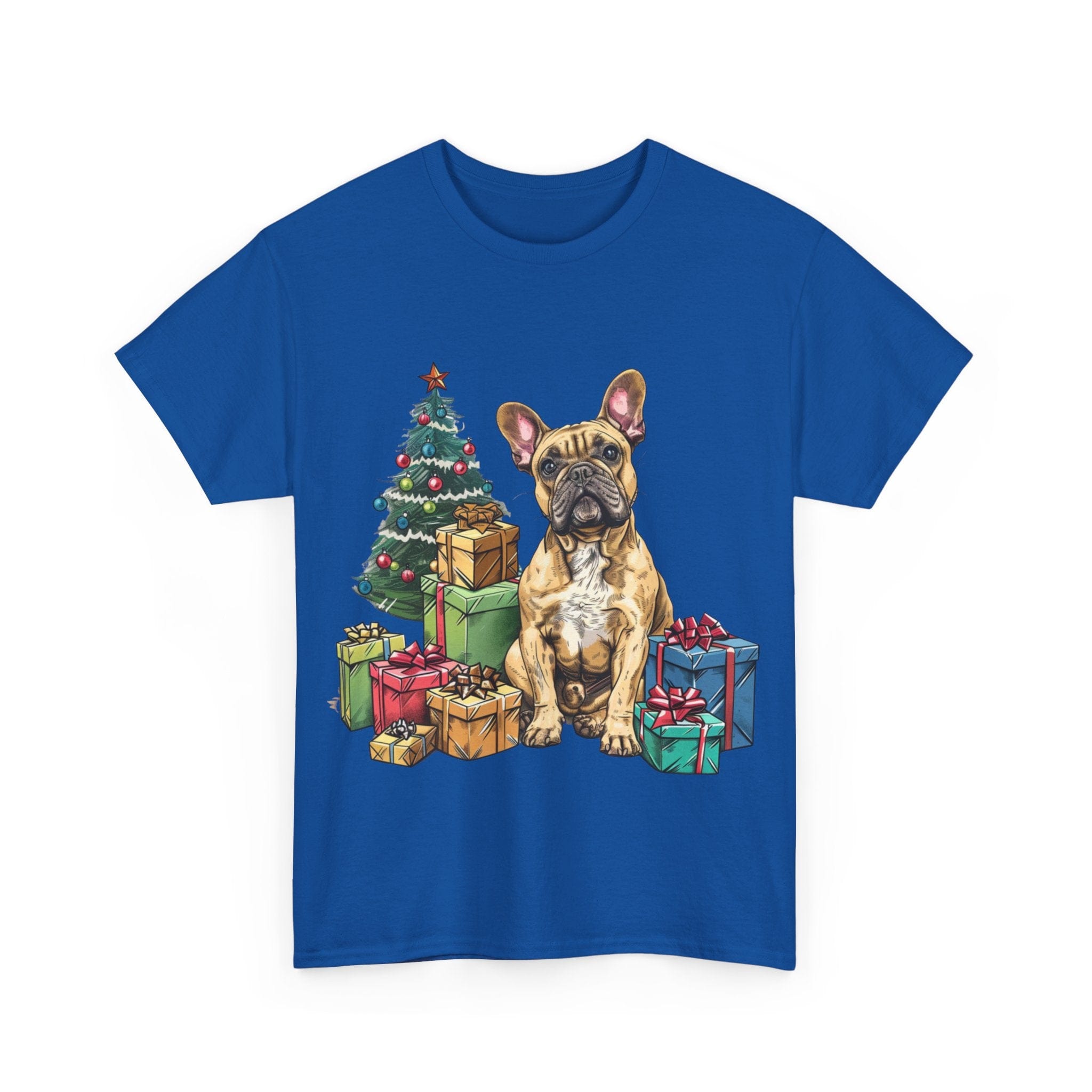 Printify T-Shirt Christmas French Bulldog with Presents – A Festive and Adorable Holiday Design for Dog Lovers