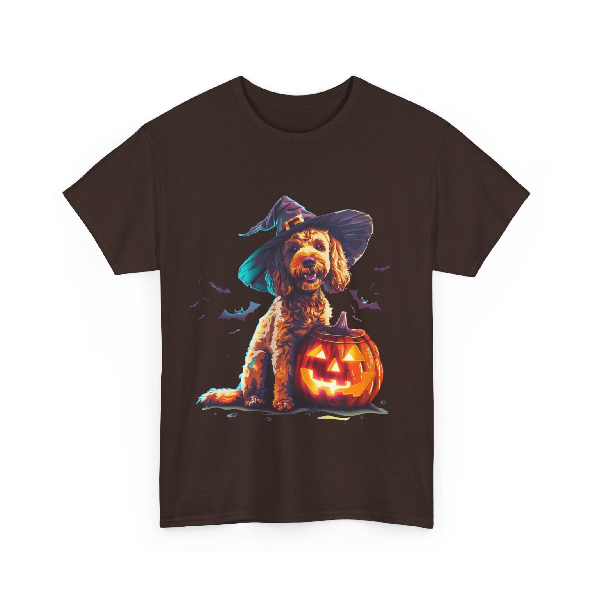 Printify T-Shirt Cockapoo in Witch Hat Halloween Tee – Unisex Cotton Shirt