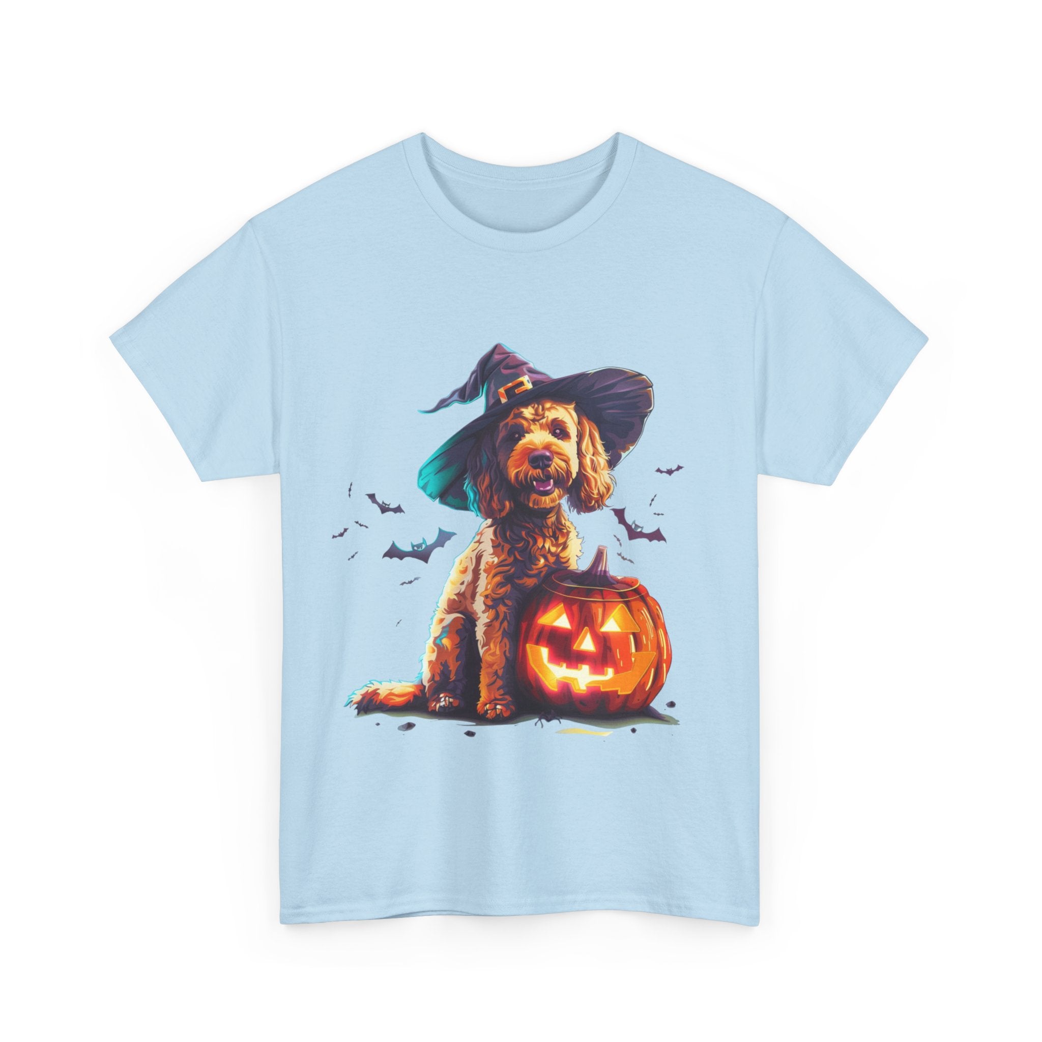 Printify T-Shirt Cockapoo in Witch Hat Halloween Tee – Unisex Cotton Shirt