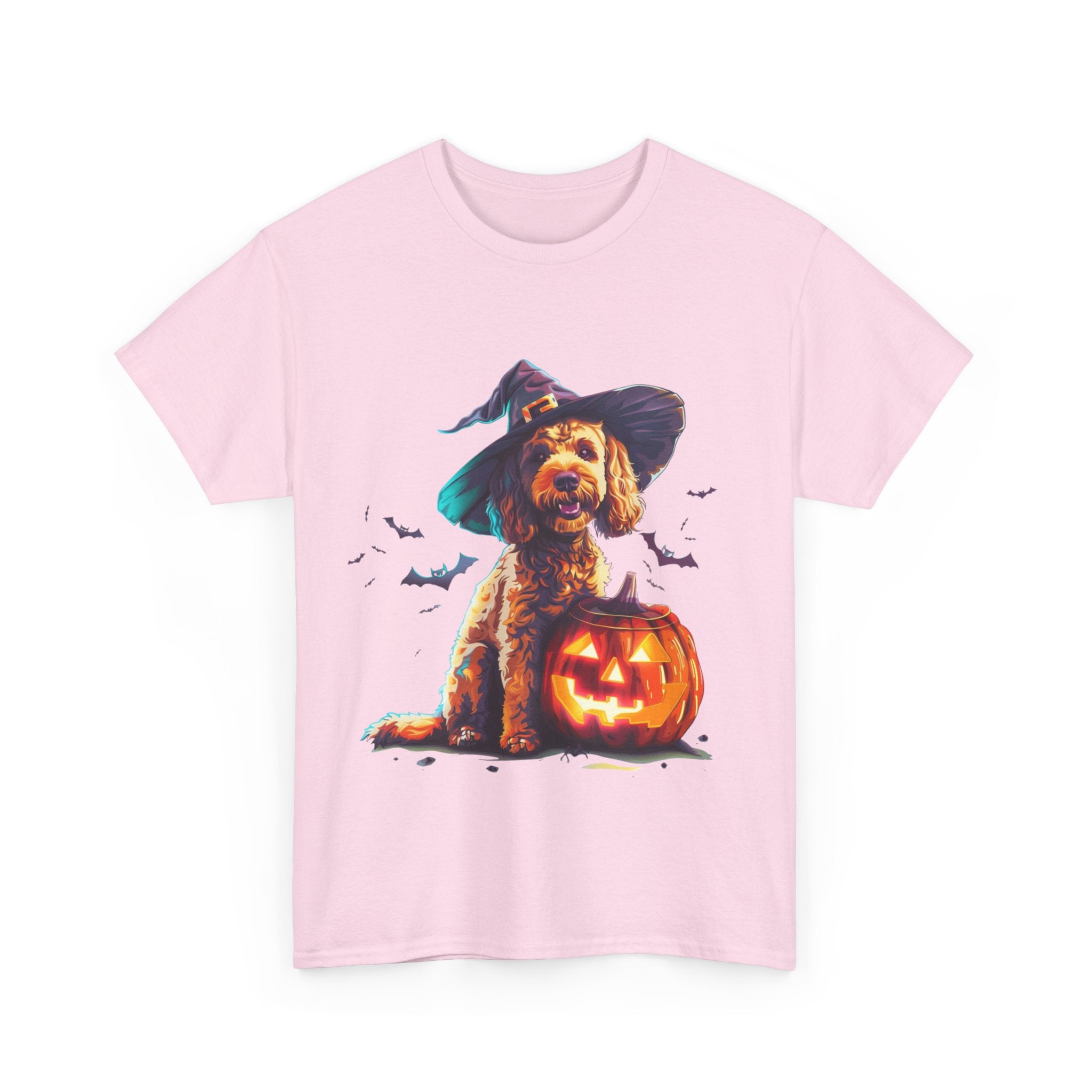 Printify T-Shirt Cockapoo in Witch Hat Halloween Tee – Unisex Cotton Shirt