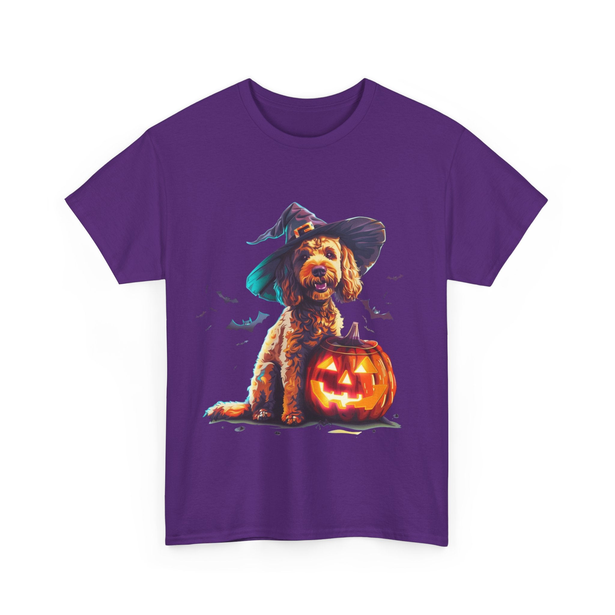 Printify T-Shirt Cockapoo in Witch Hat Halloween Tee – Unisex Cotton Shirt