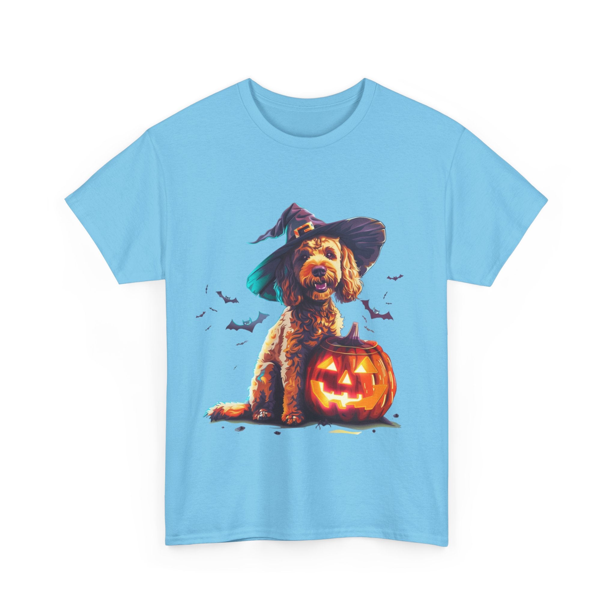 Printify T-Shirt Cockapoo in Witch Hat Halloween Tee – Unisex Cotton Shirt