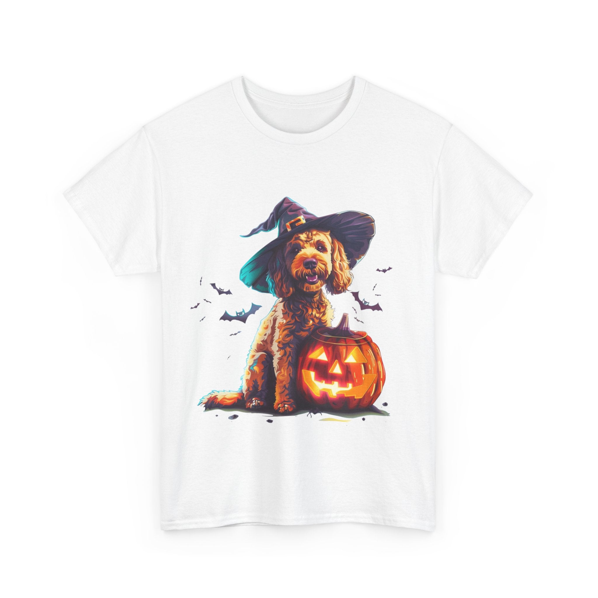 Printify T-Shirt Cockapoo in Witch Hat Halloween Tee – Unisex Cotton Shirt