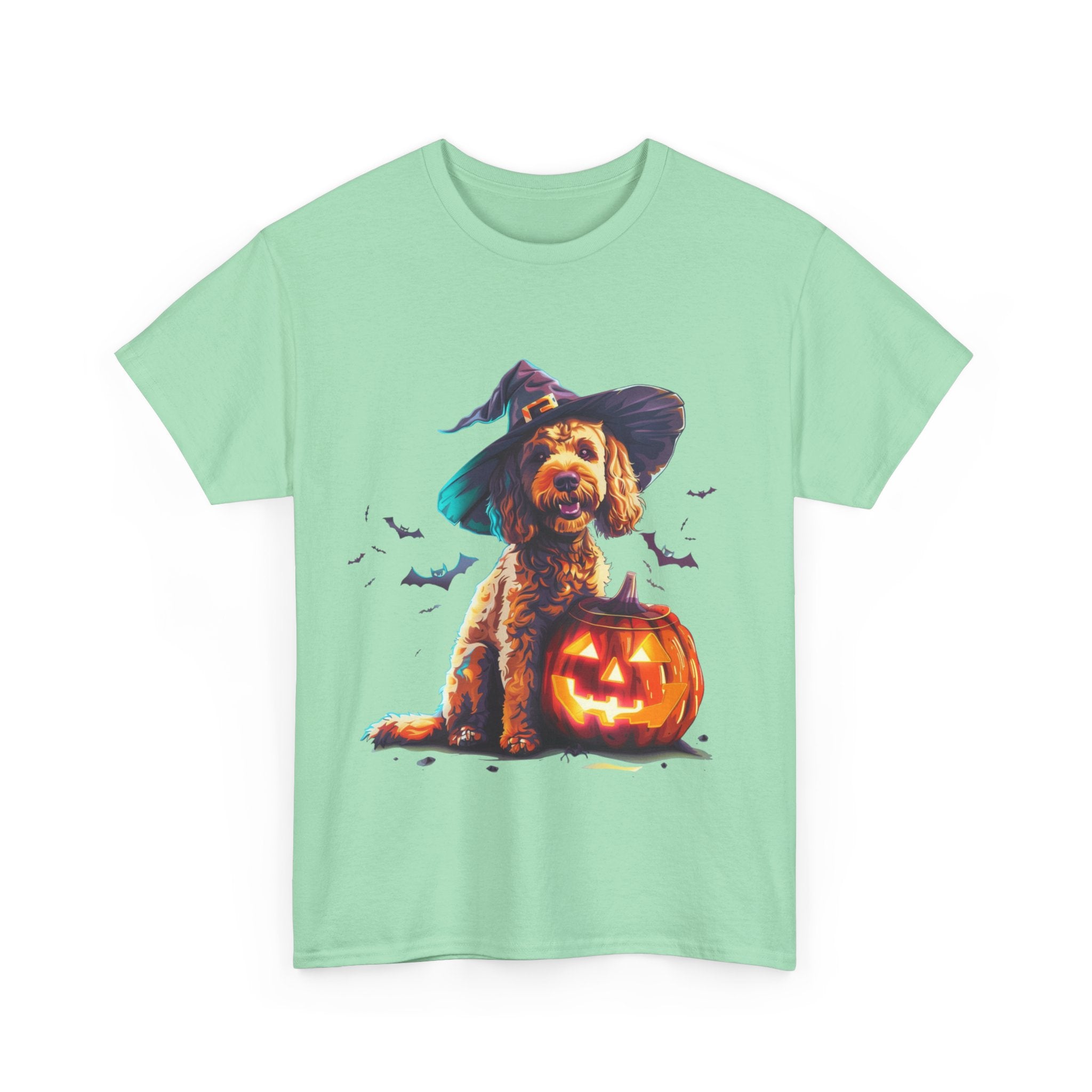 Printify T-Shirt Cockapoo in Witch Hat Halloween Tee – Unisex Cotton Shirt