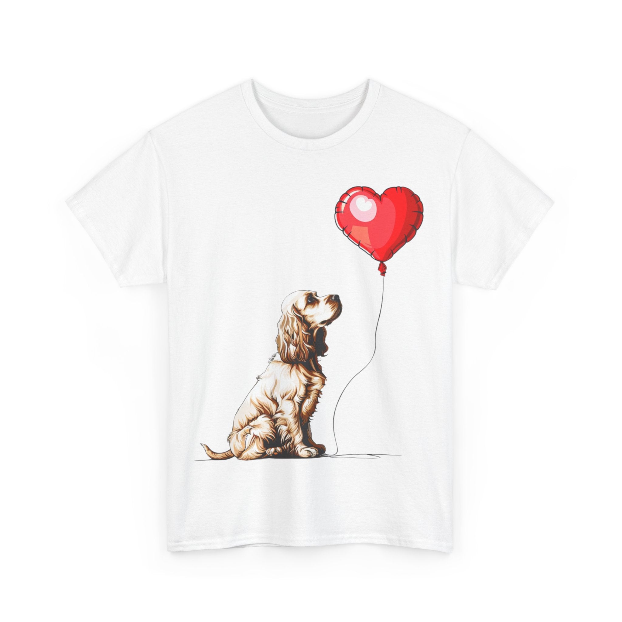 Printify T-Shirt Cocker Spaniel Love Balloon T-Shirt – Adorable Dog Lover's Apparel with Heart Balloon Graphic