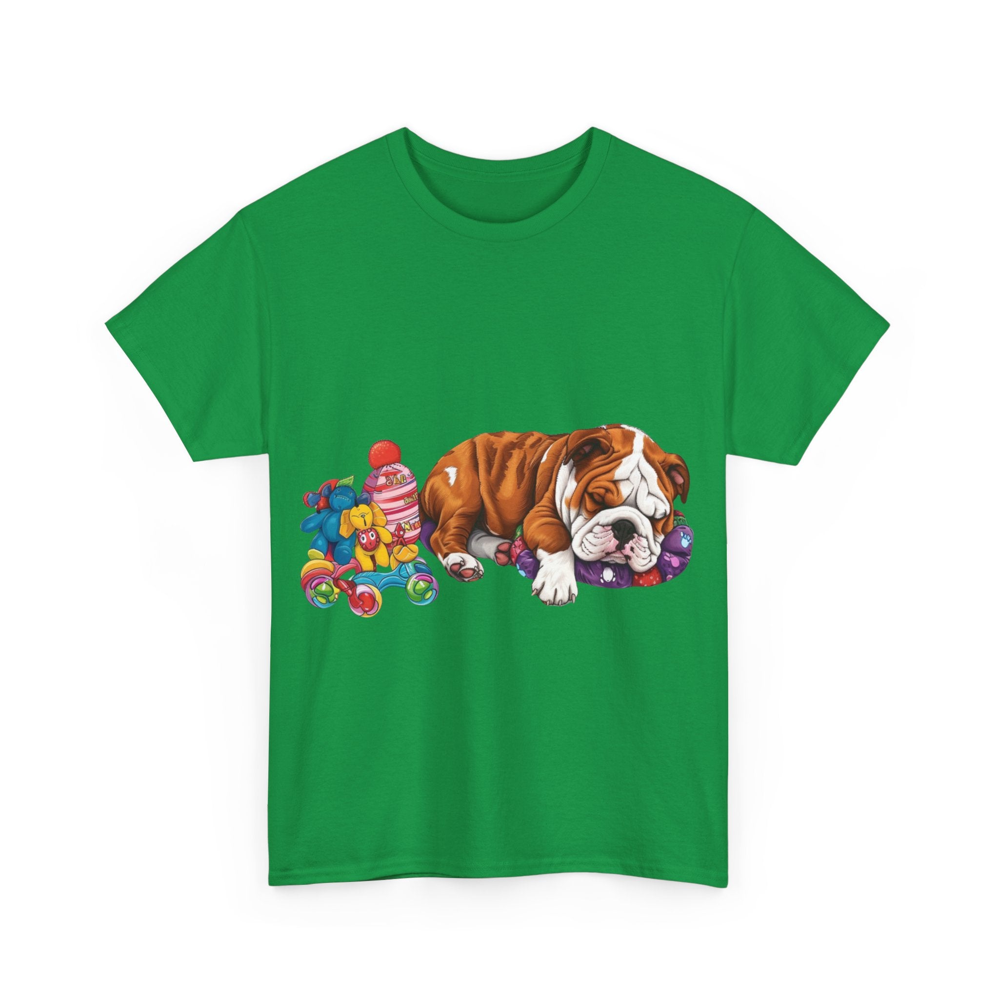 Printify T-Shirt Cozy Sleeping Bulldog with Toys – Delightful Design for Dog Lovers