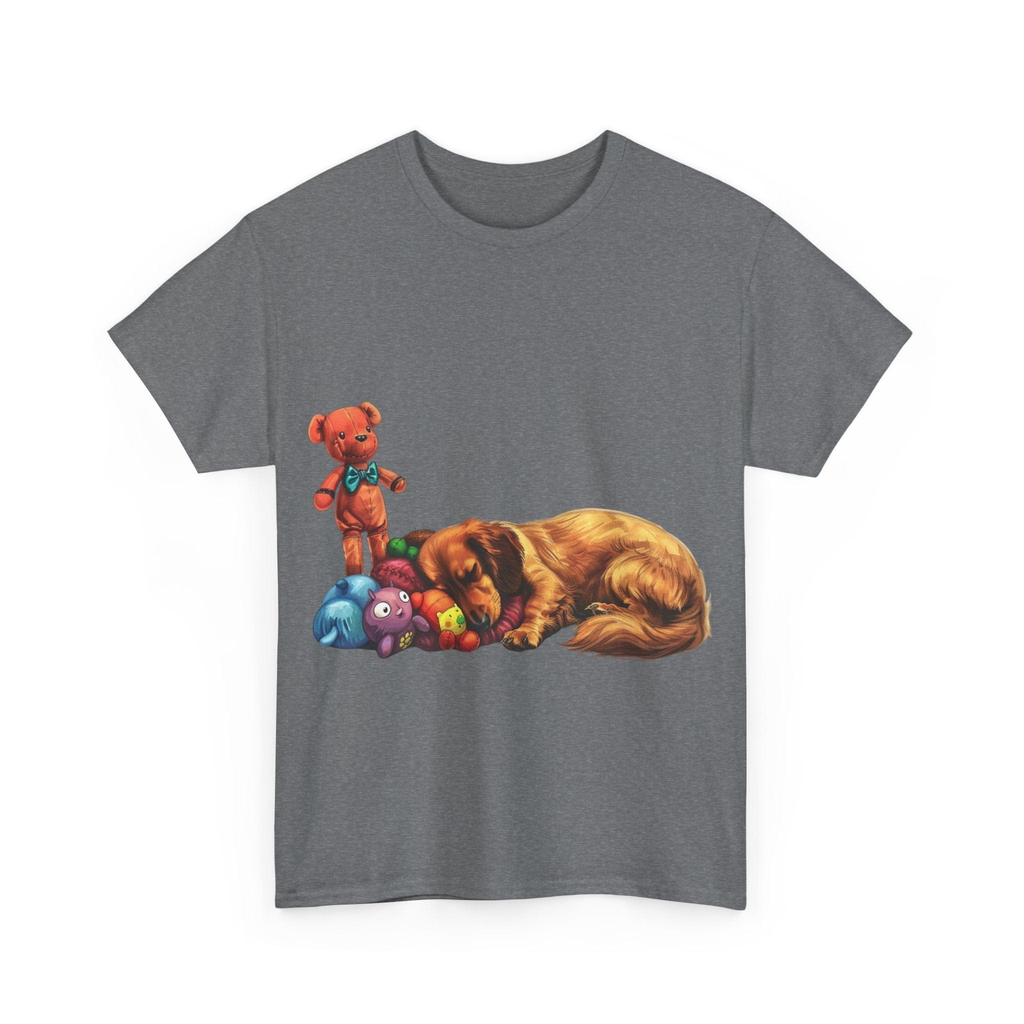 Printify T-Shirt Cozy Sleeping Dachshund with Toys – Adorable Design for Pet Lovers