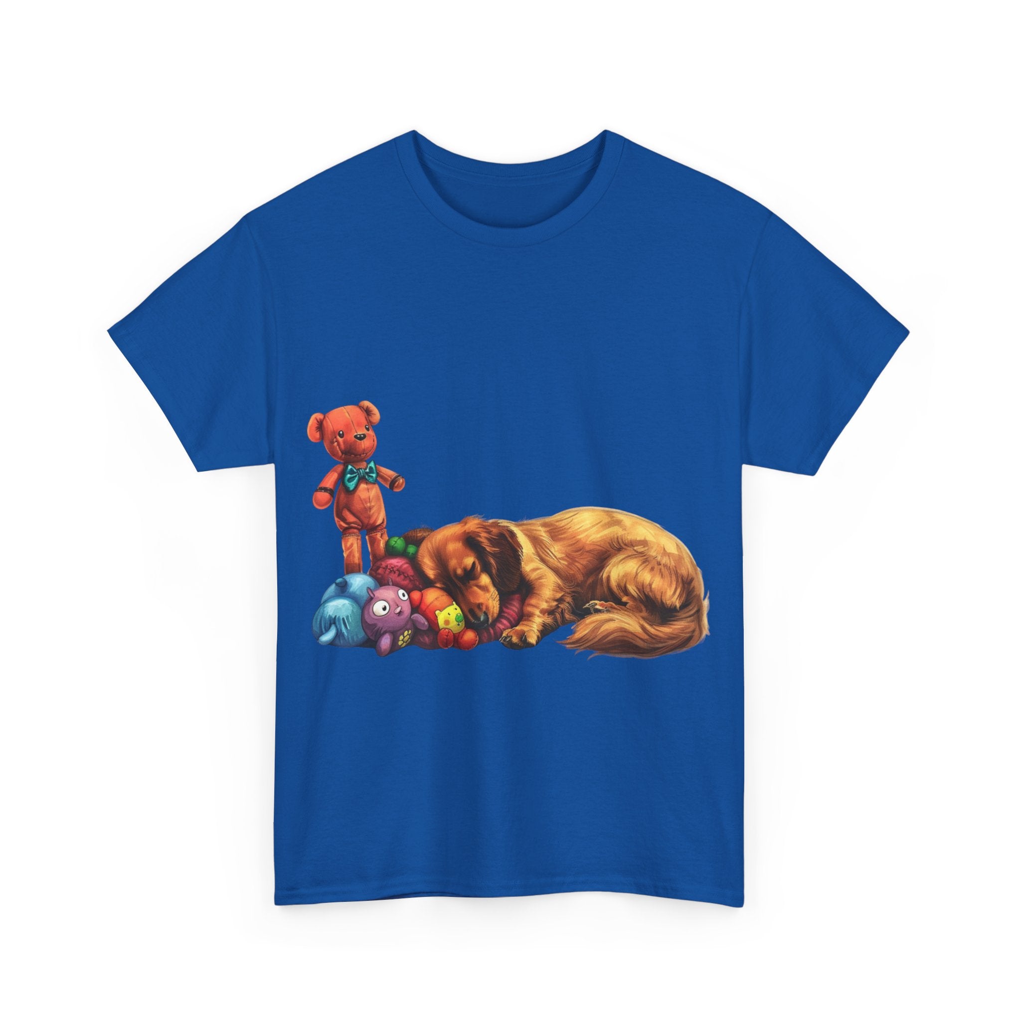 Printify T-Shirt Cozy Sleeping Dachshund with Toys – Adorable Design for Pet Lovers