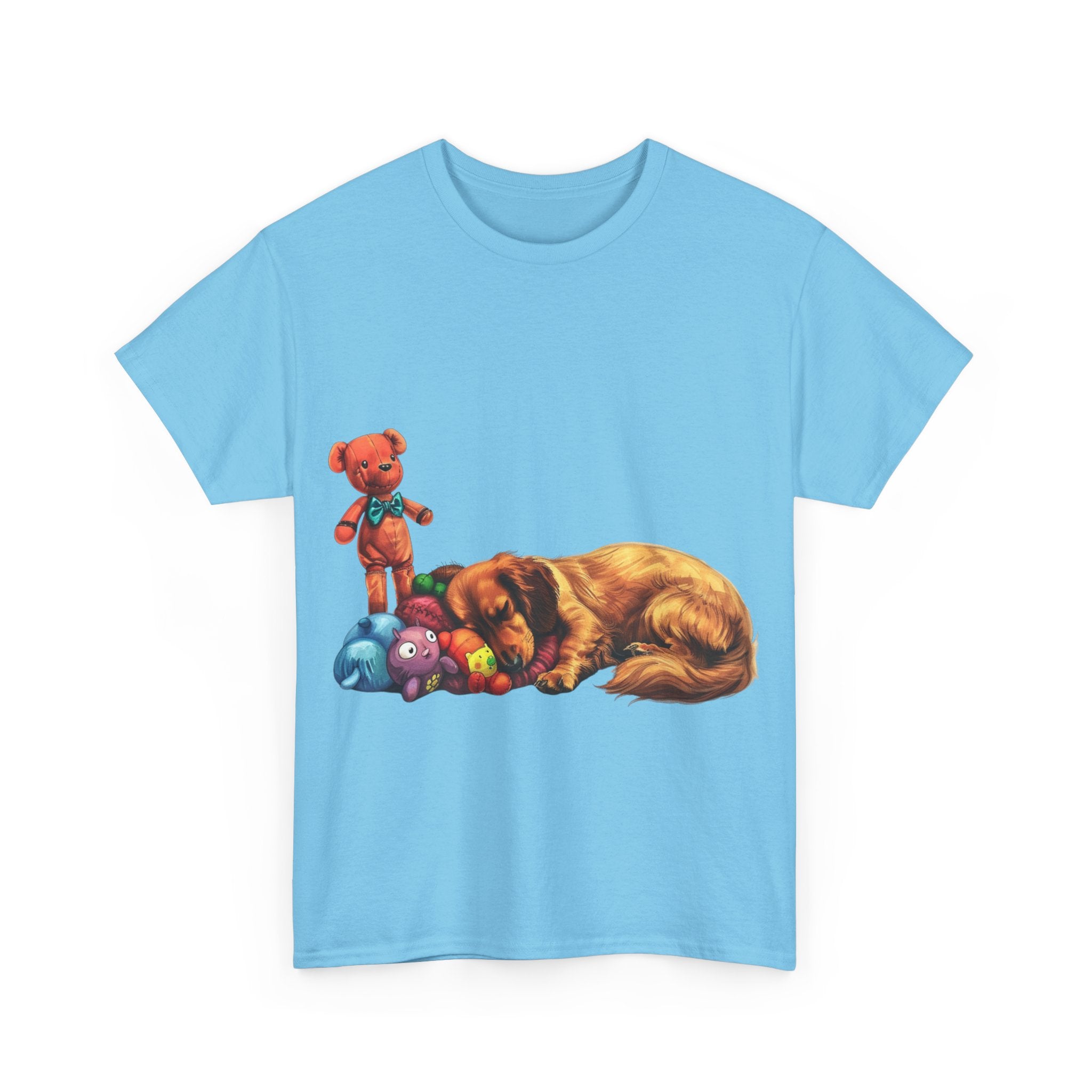 Printify T-Shirt Cozy Sleeping Dachshund with Toys – Adorable Design for Pet Lovers