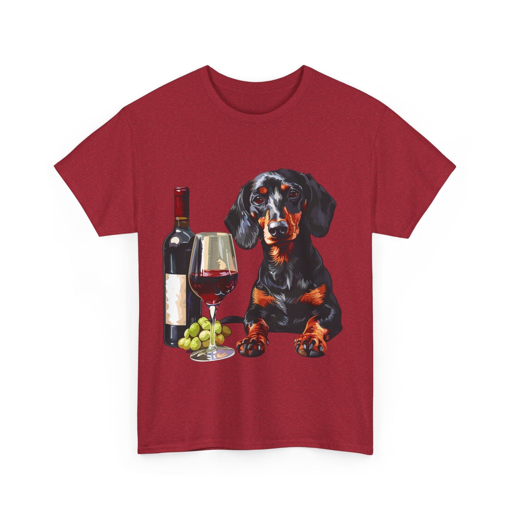 Printify T-Shirt Dachshund Wine Lover Unisex Cotton Tee