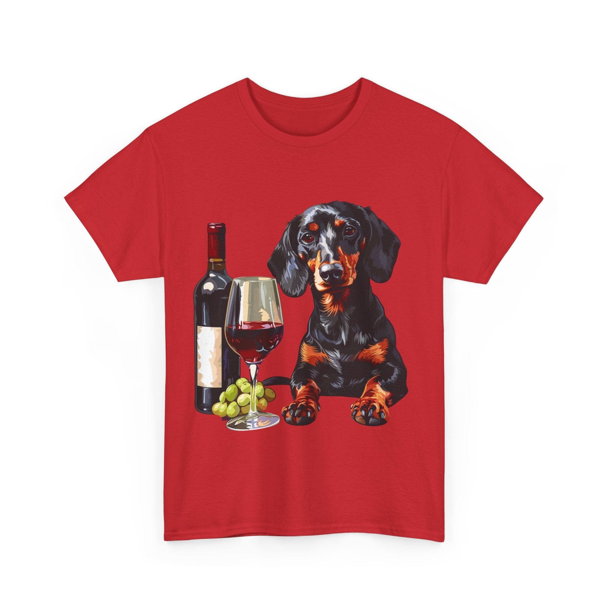 Printify T-Shirt Dachshund Wine Lover Unisex Cotton Tee