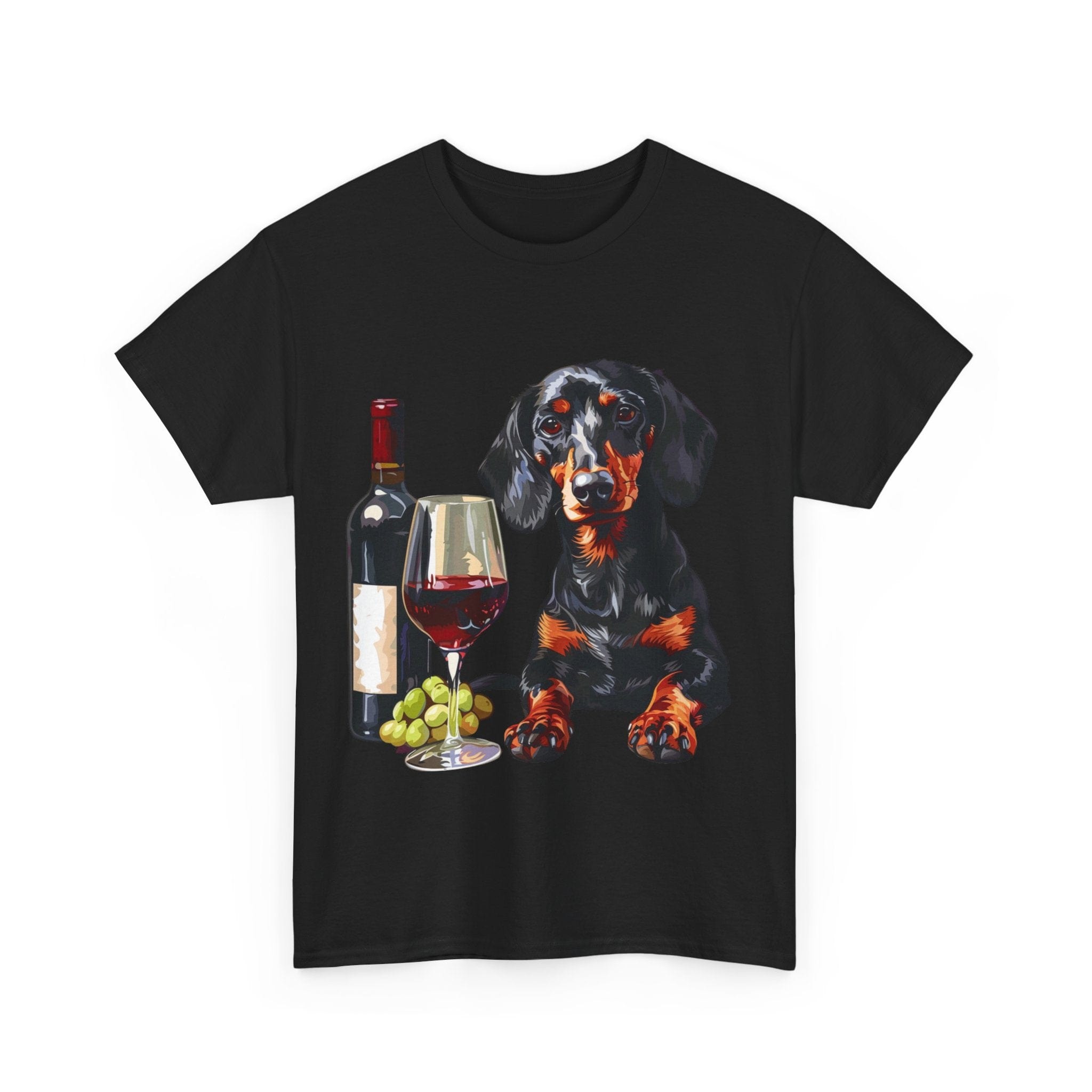 Printify T-Shirt Dachshund Wine Lover Unisex Cotton Tee