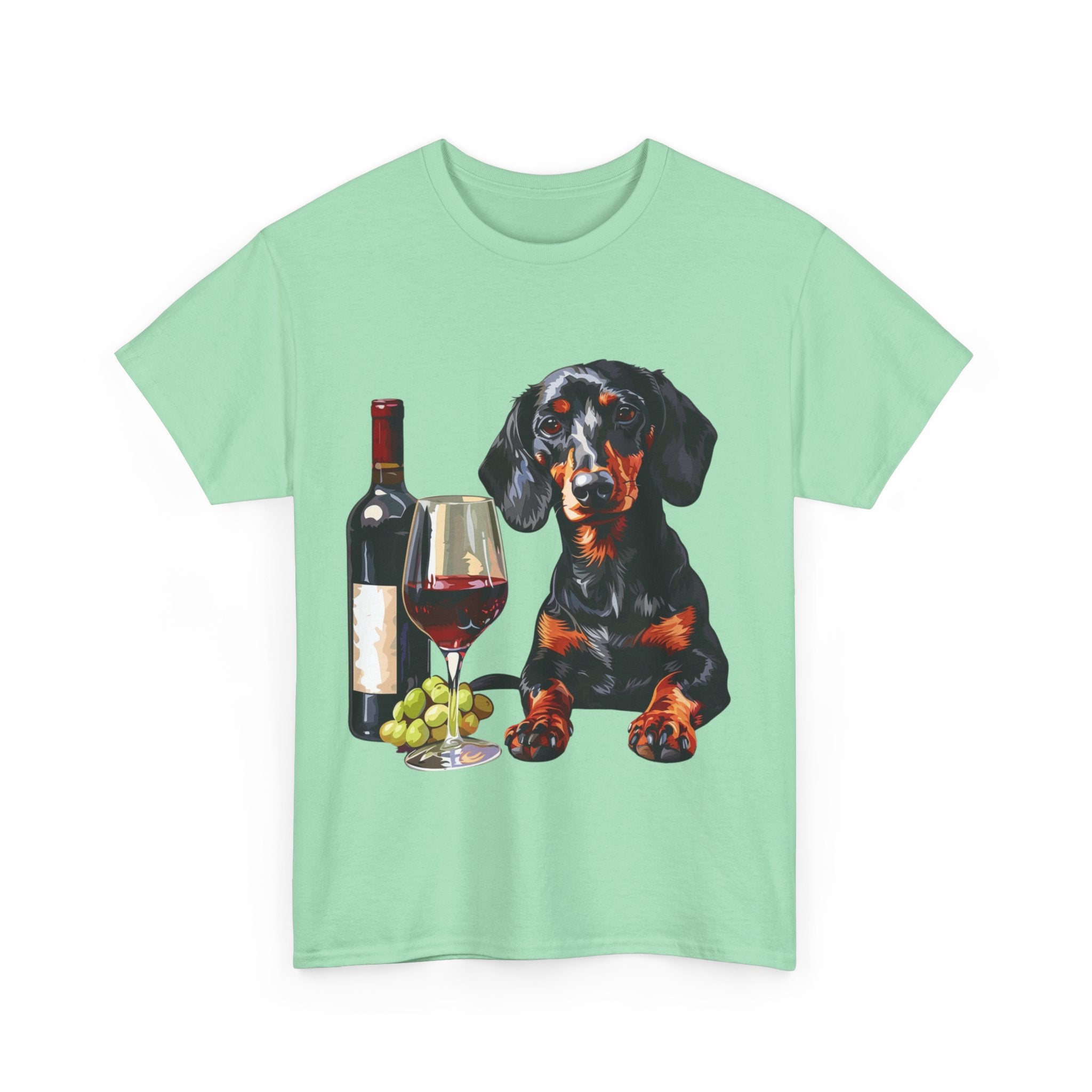 Printify T-Shirt Dachshund Wine Lover Unisex Cotton Tee