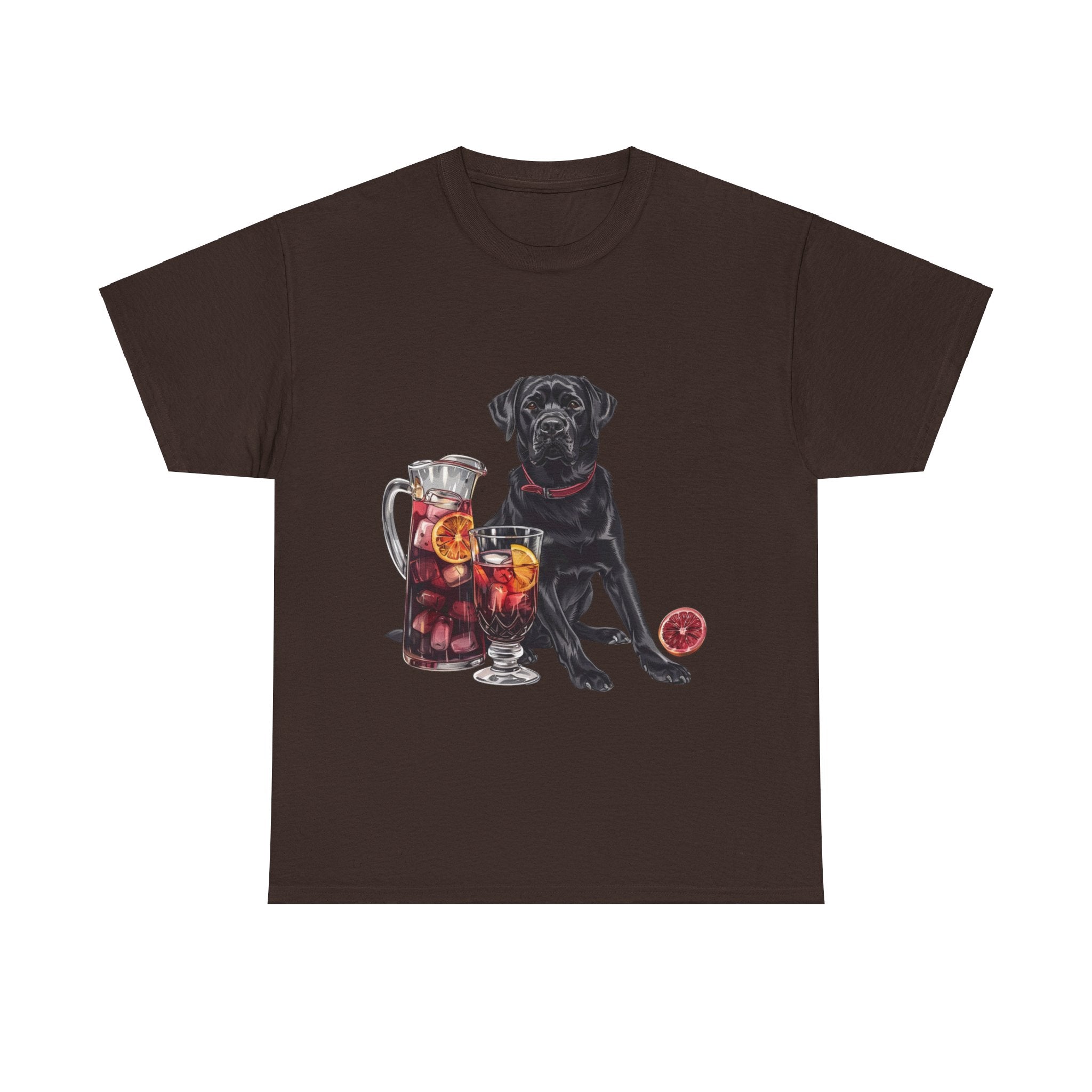 Printify T-Shirt Dark Chocolate / S Black Labrador & Sangria – A Classy Blend of Elegance and Flavor