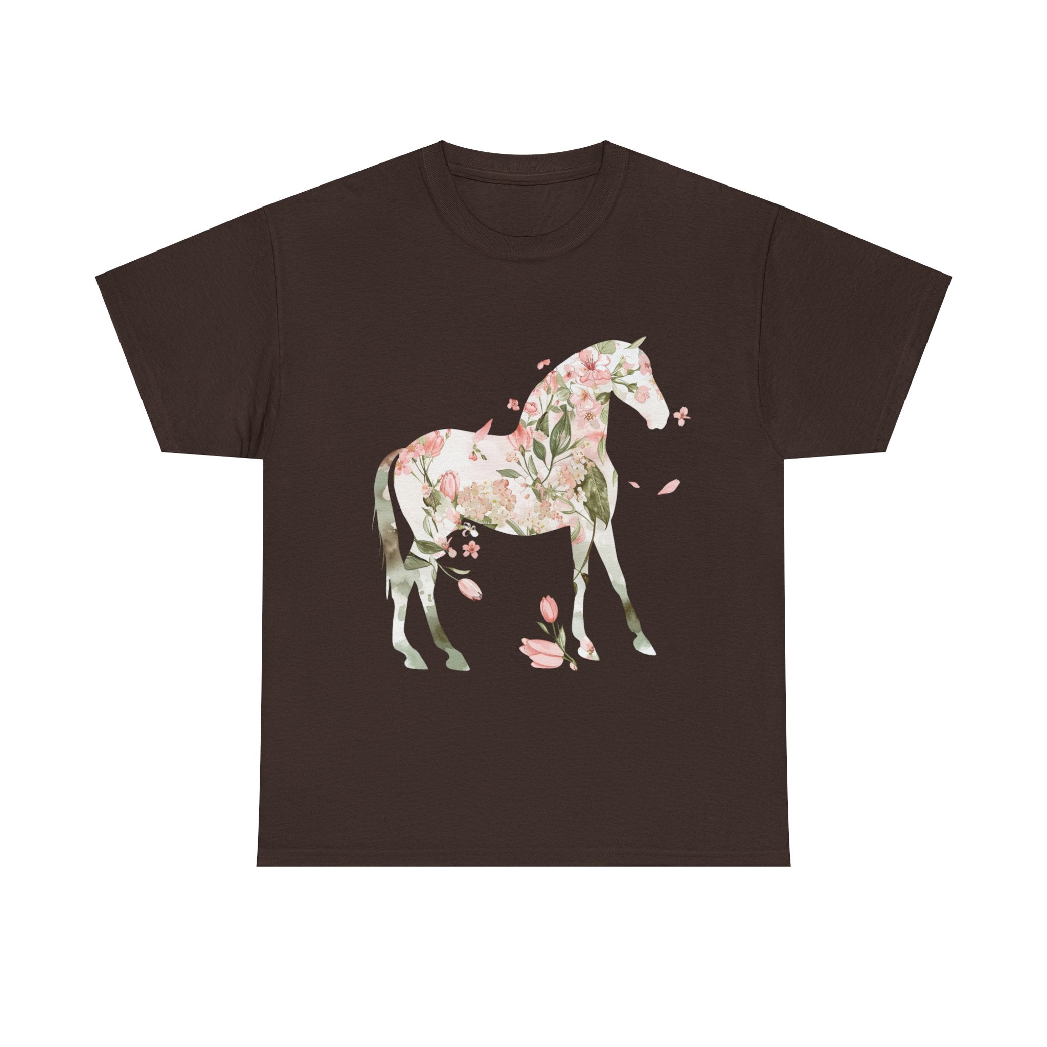 Printify T-Shirt Dark Chocolate / S Floral Horse – Unisex Graphic Tee