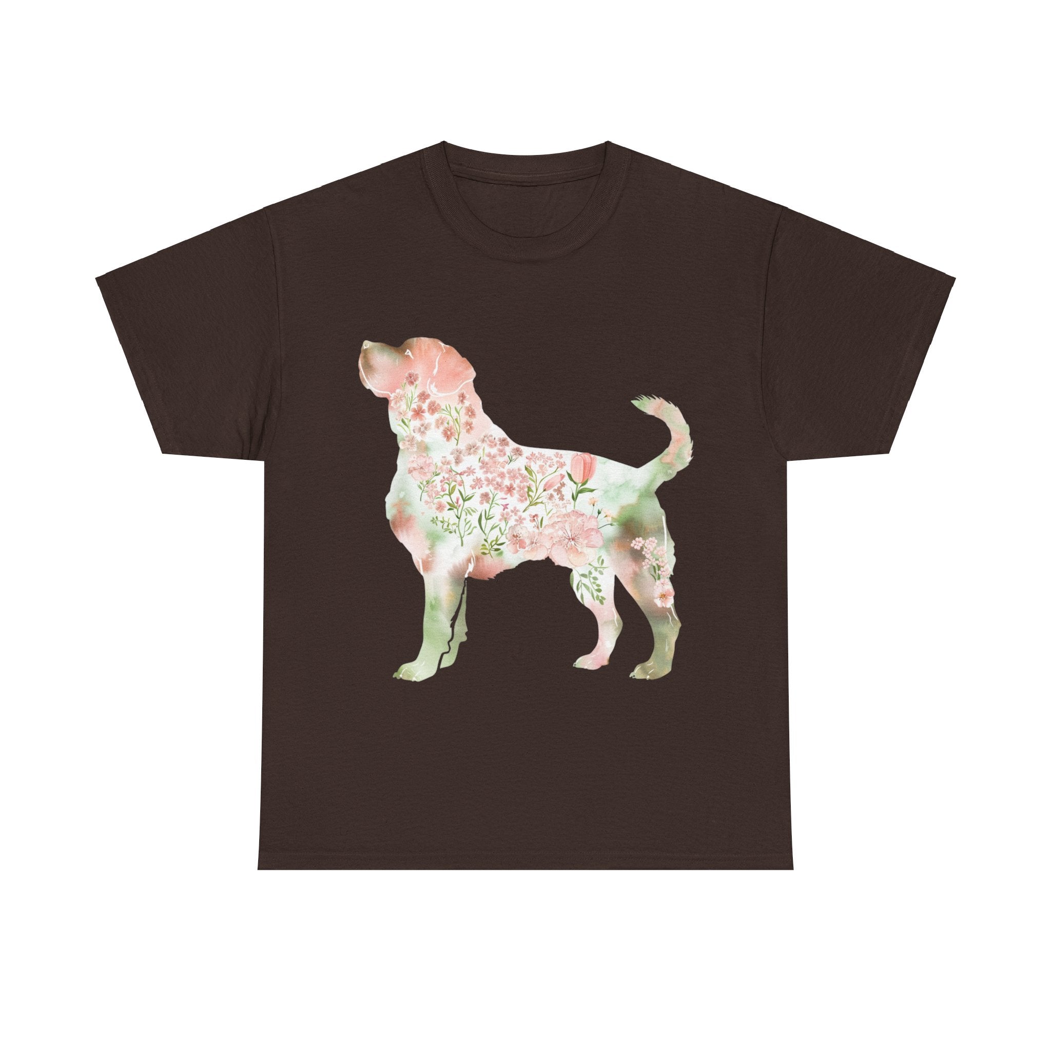 Printify T-Shirt Dark Chocolate / S Floral Labrador Retriever Unisex Cotton Tee