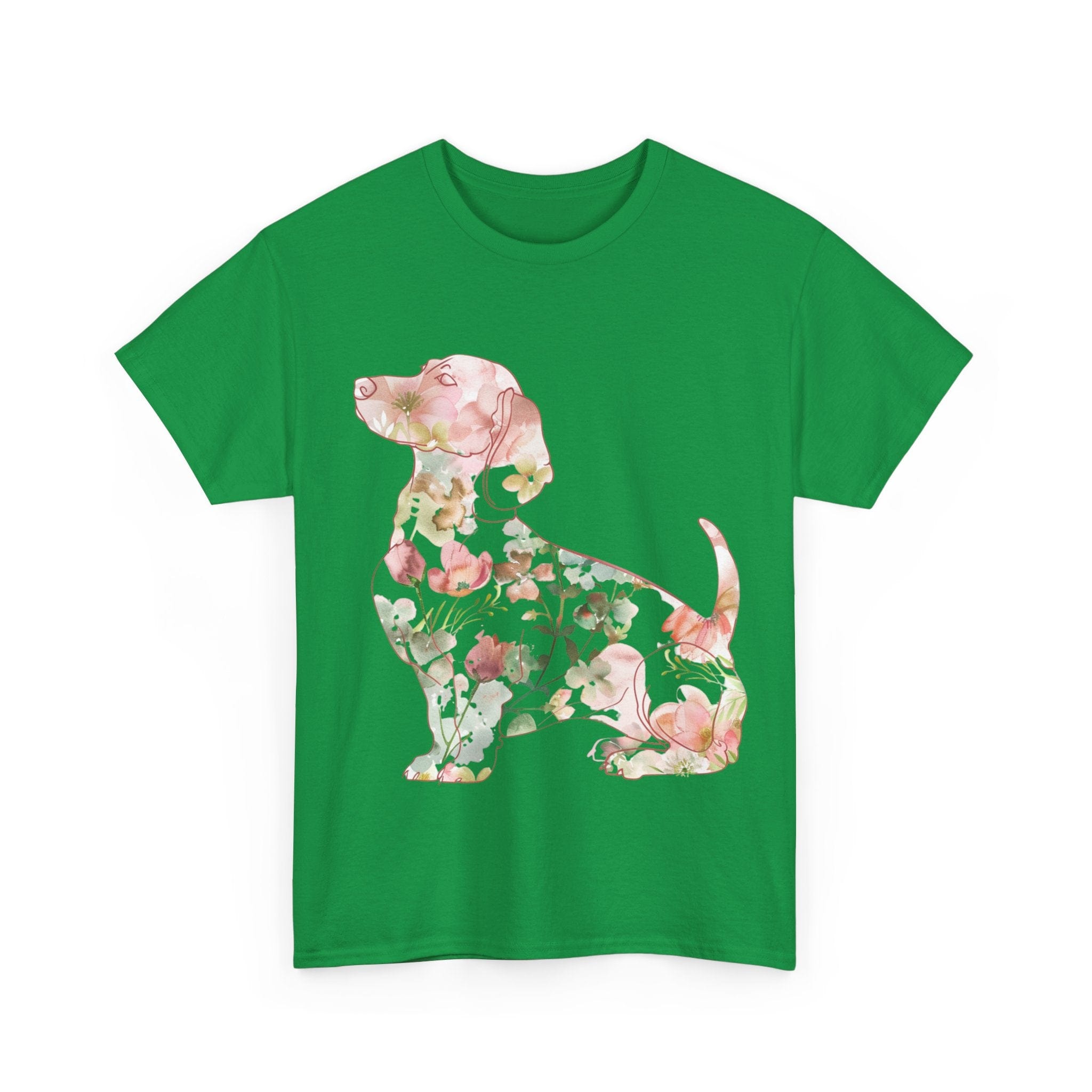 Printify T-Shirt Floral Dachshund Unisex Heavy Cotton Tee