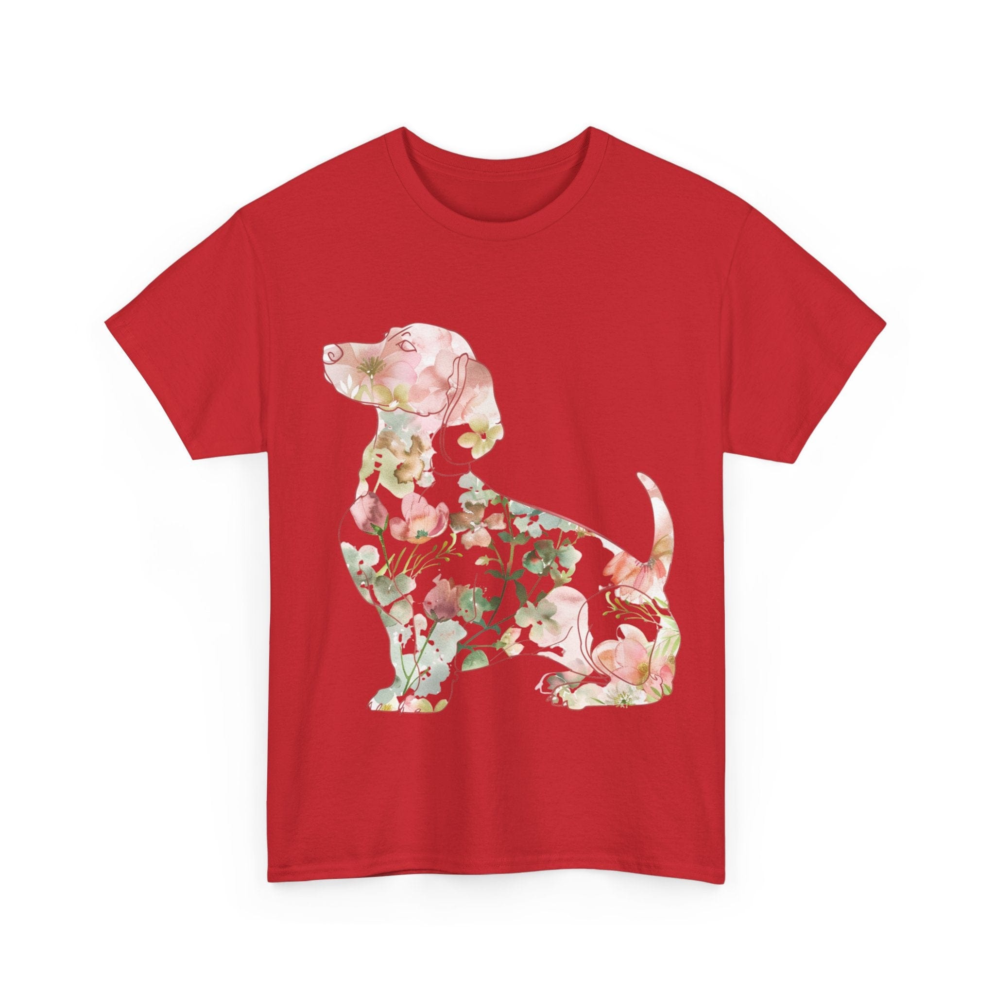 Printify T-Shirt Floral Dachshund Unisex Heavy Cotton Tee