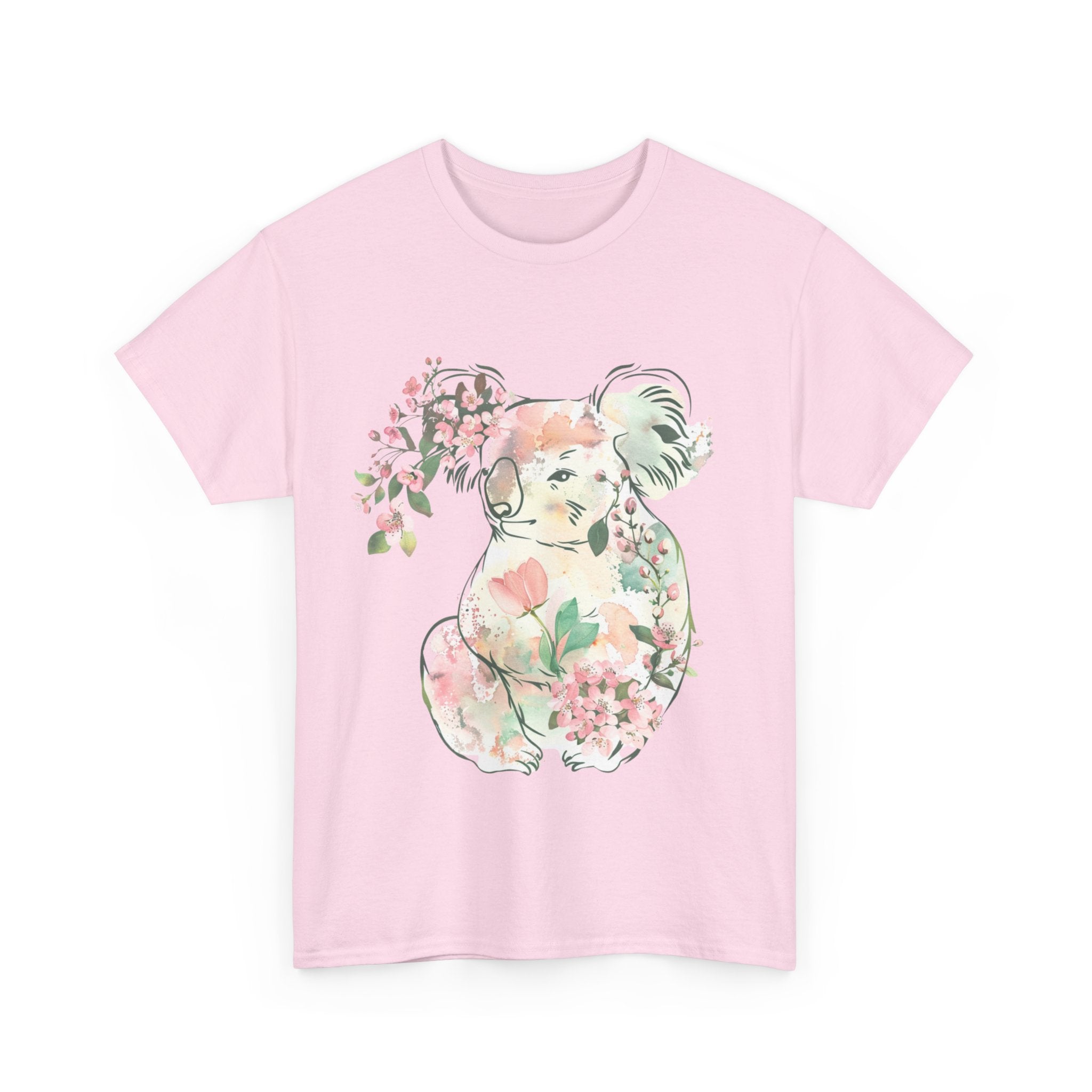 Printify T-Shirt Floral Koala Unisex Heavy Cotton Tee