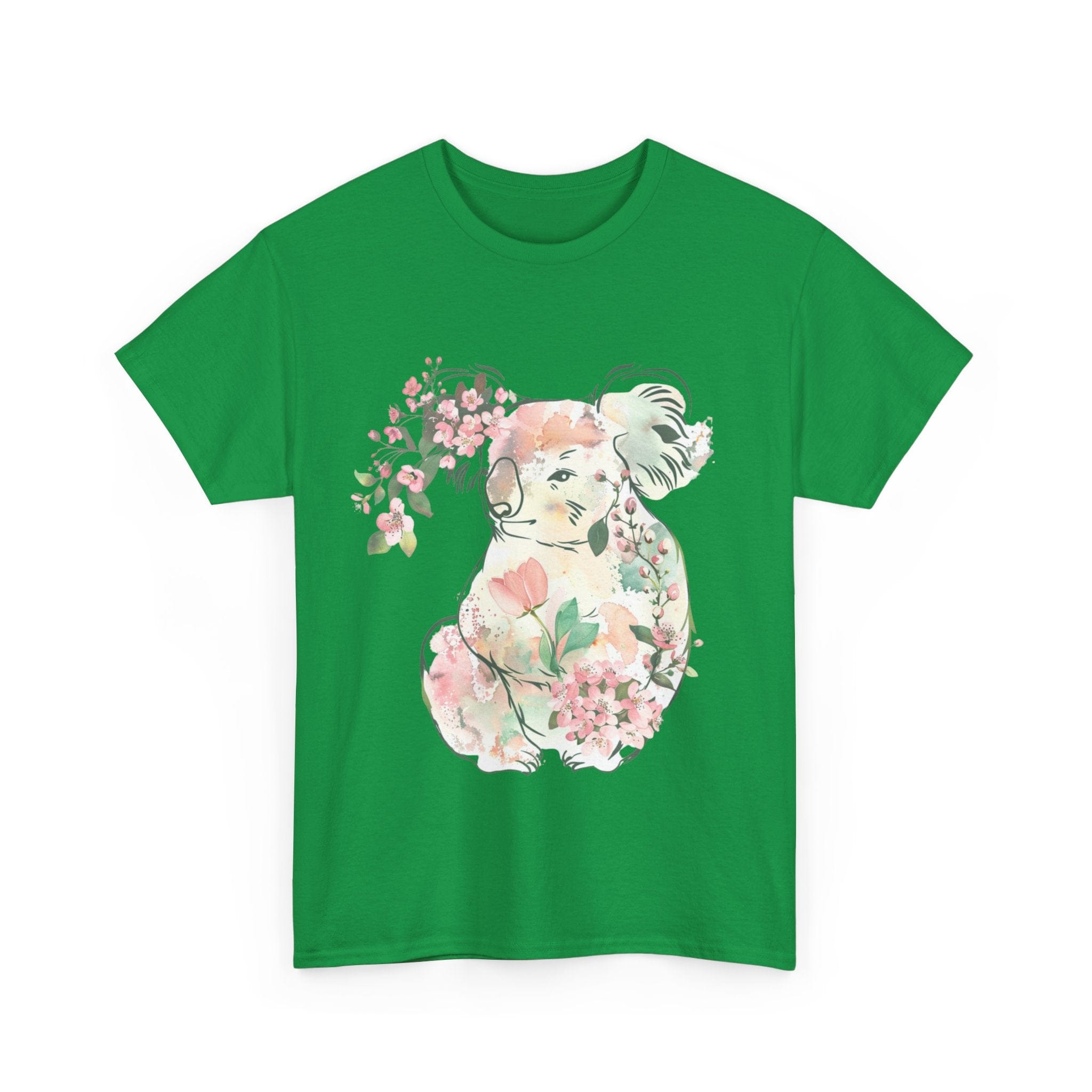 Printify T-Shirt Floral Koala Unisex Heavy Cotton Tee