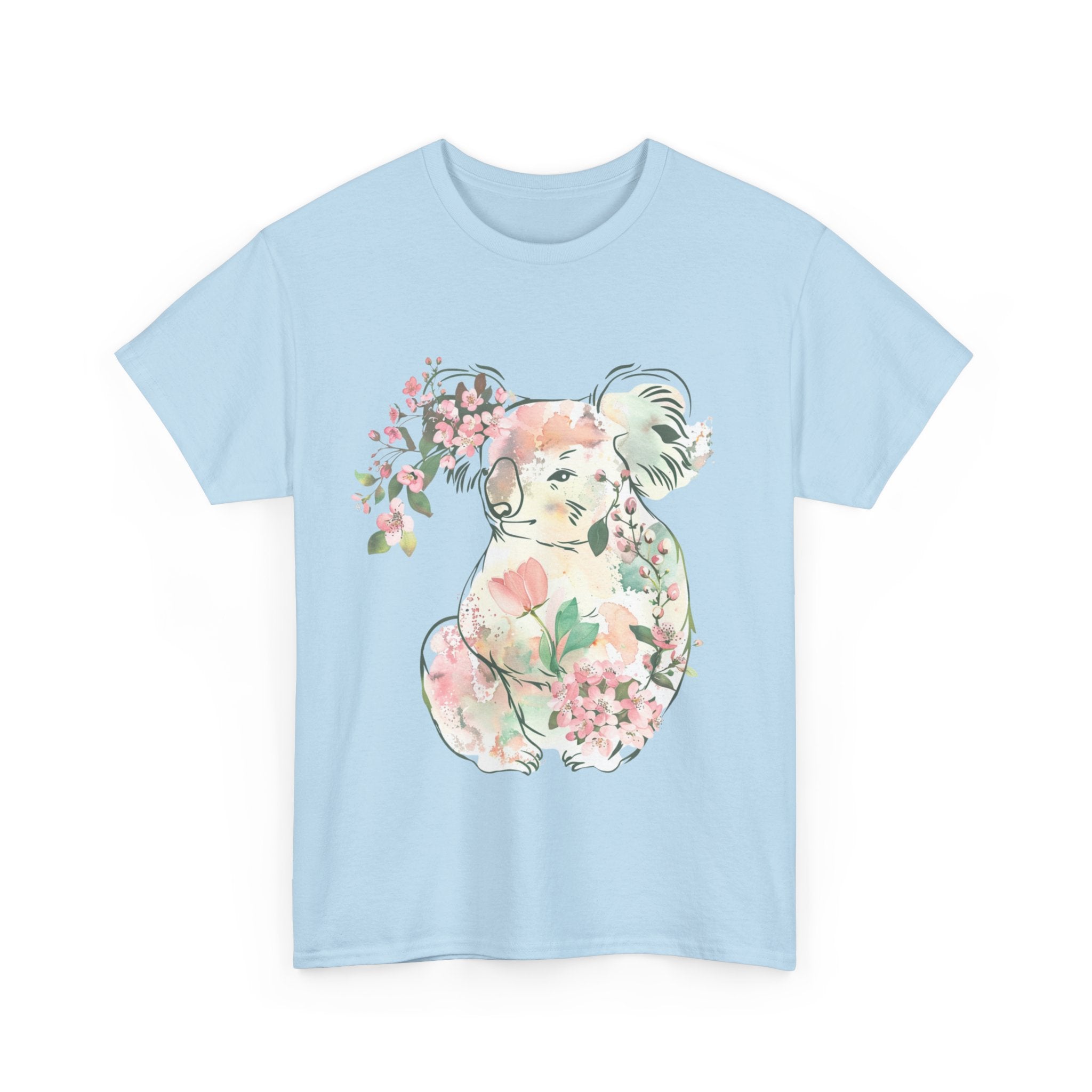 Printify T-Shirt Floral Koala Unisex Heavy Cotton Tee