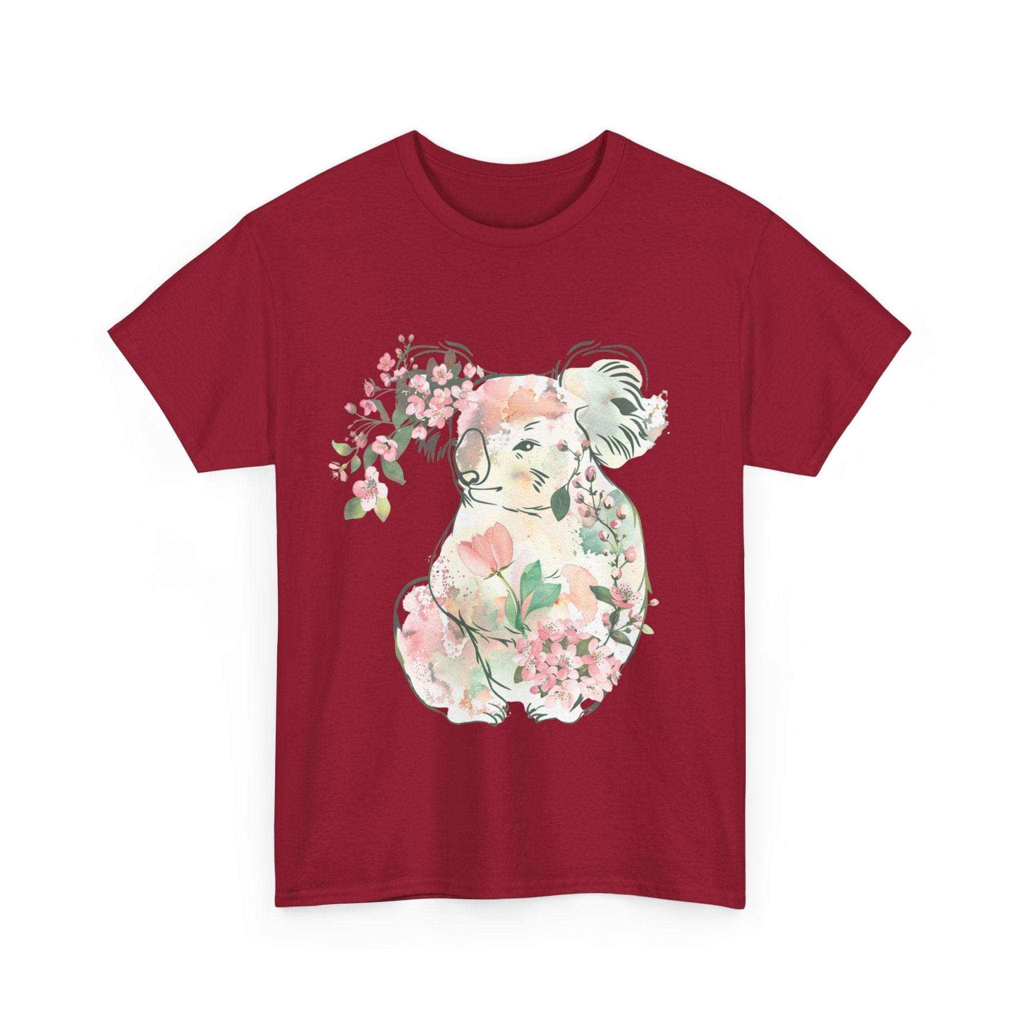 Printify T-Shirt Floral Koala Unisex Heavy Cotton Tee