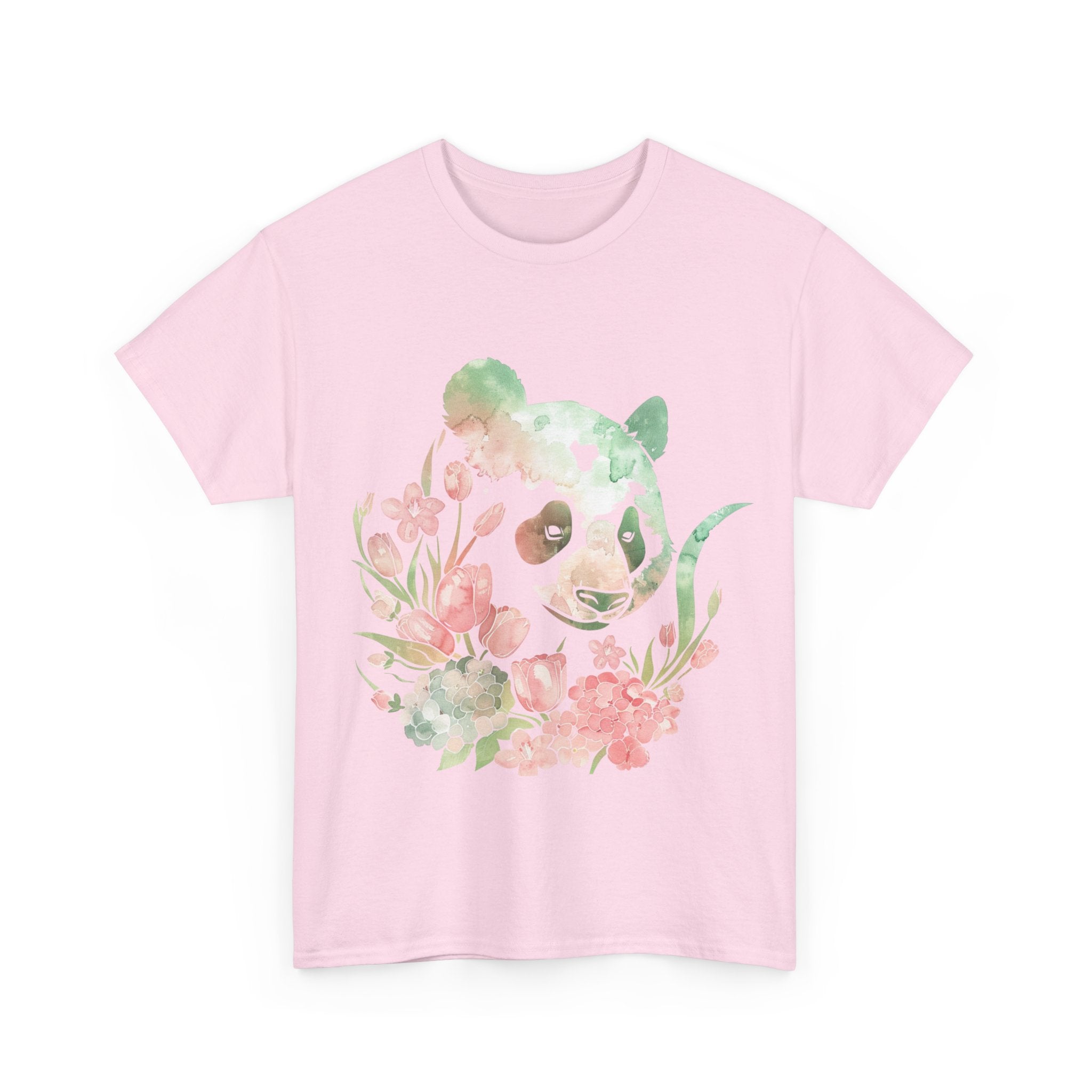 Printify T-Shirt Floral Panda Unisex Heavy Cotton Tee