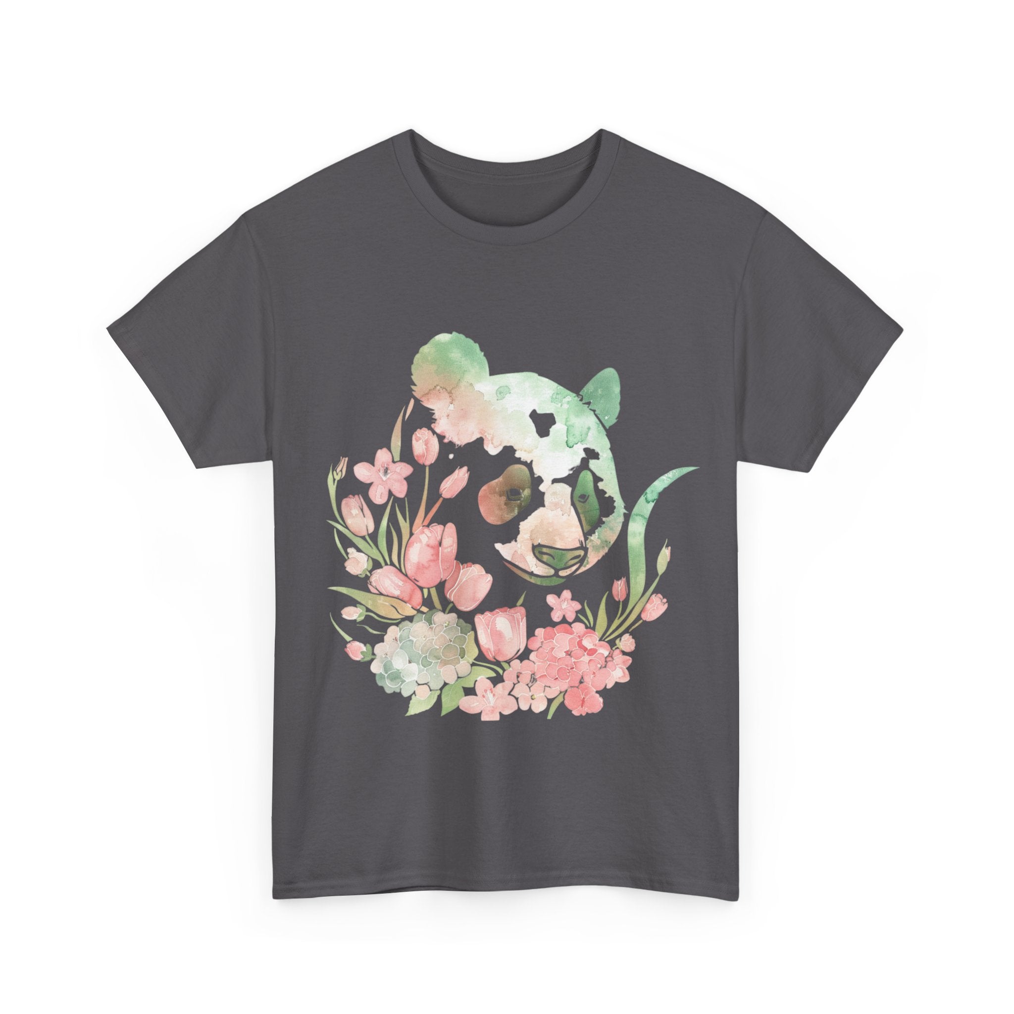 Printify T-Shirt Floral Panda Unisex Heavy Cotton Tee