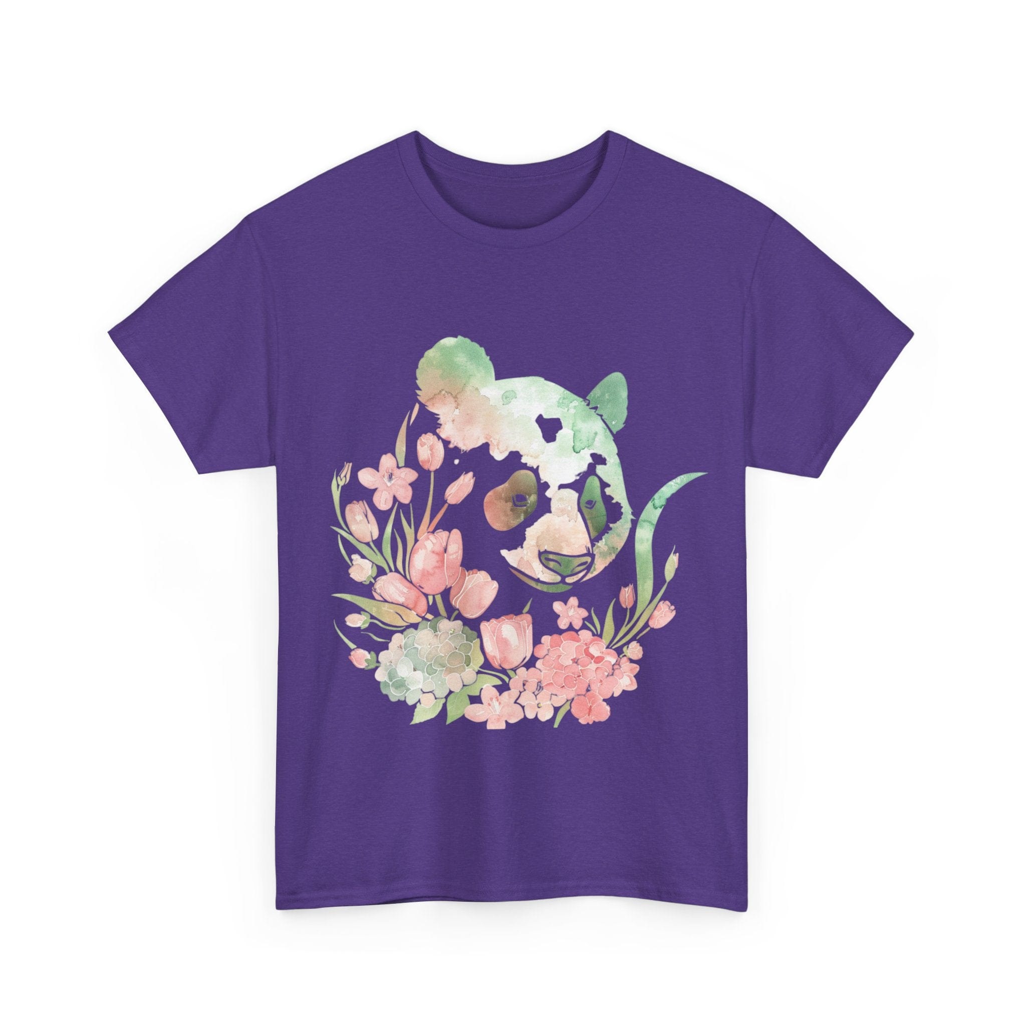 Printify T-Shirt Floral Panda Unisex Heavy Cotton Tee