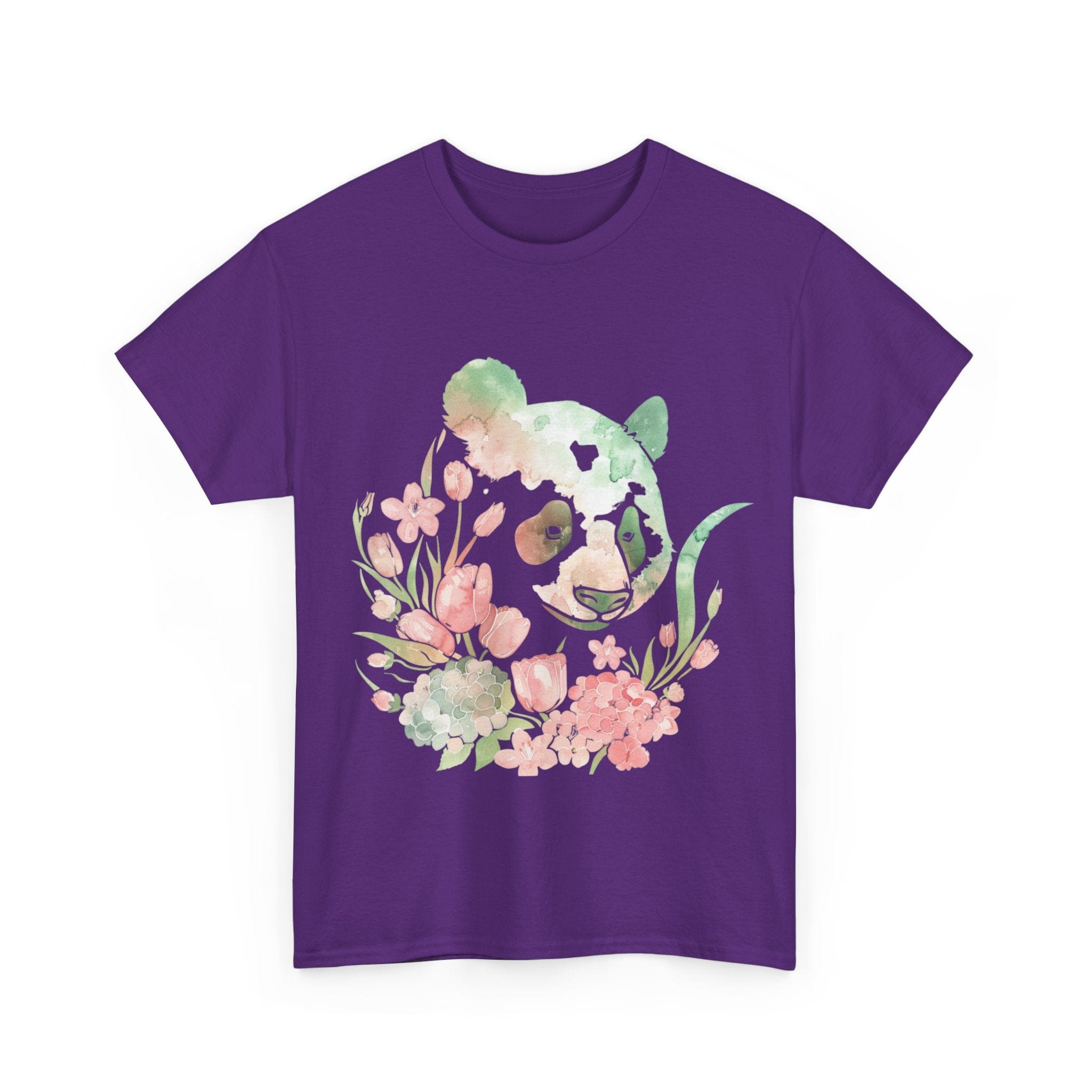 Printify T-Shirt Floral Panda Unisex Heavy Cotton Tee