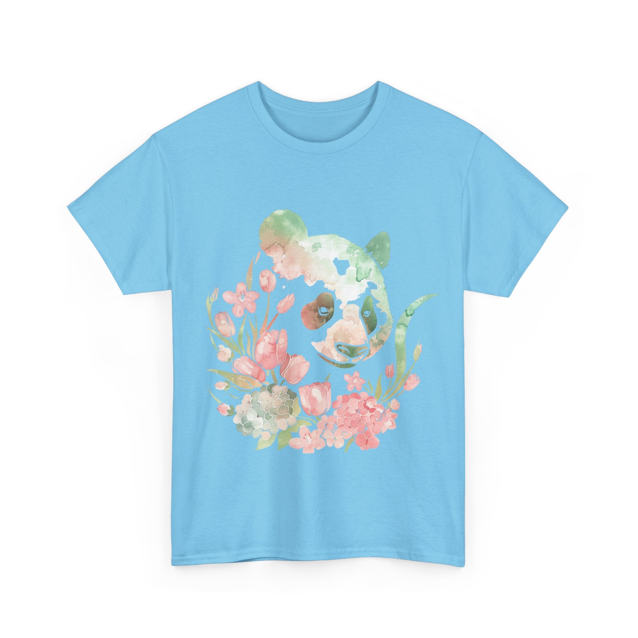 Printify T-Shirt Floral Panda Unisex Heavy Cotton Tee