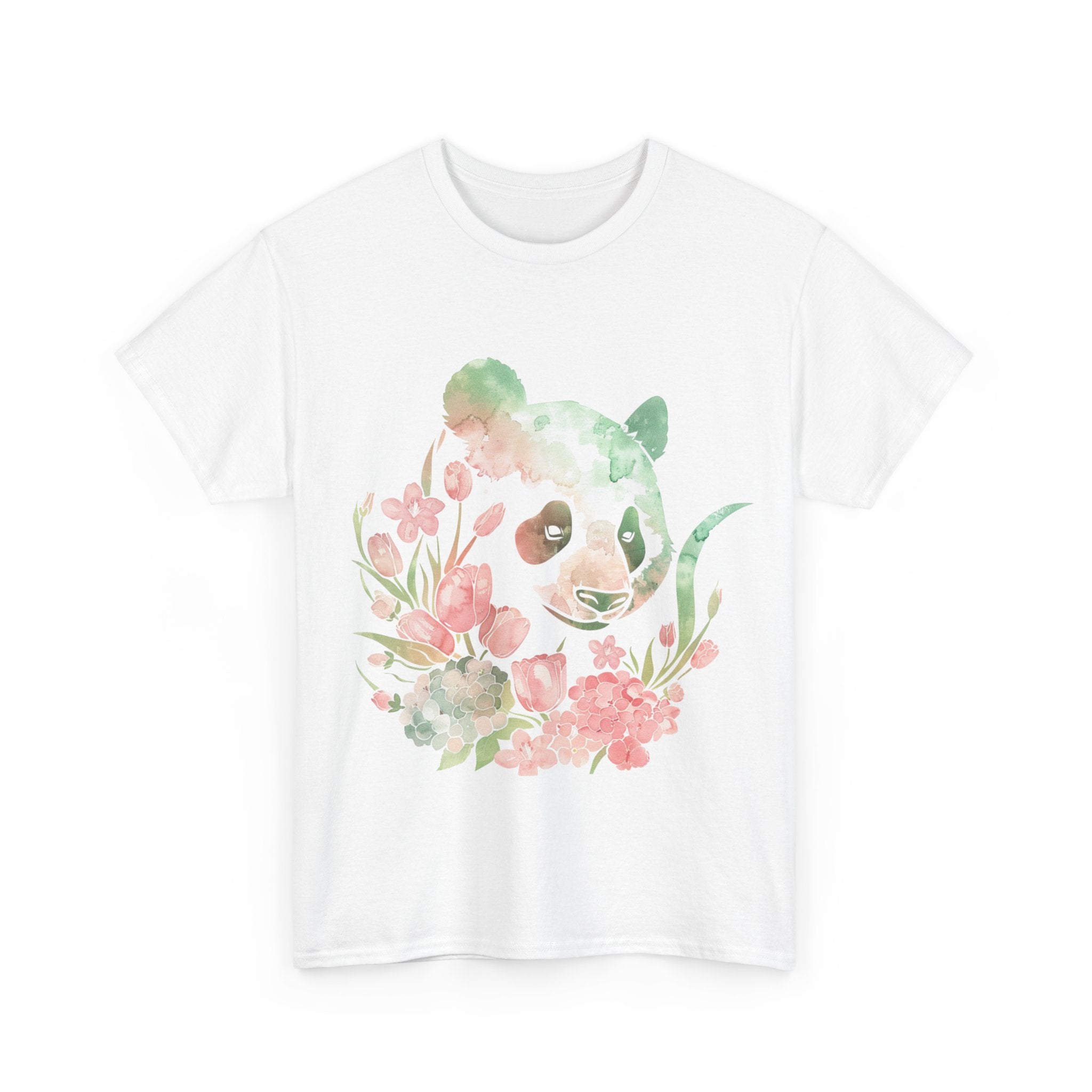 Printify T-Shirt Floral Panda Unisex Heavy Cotton Tee