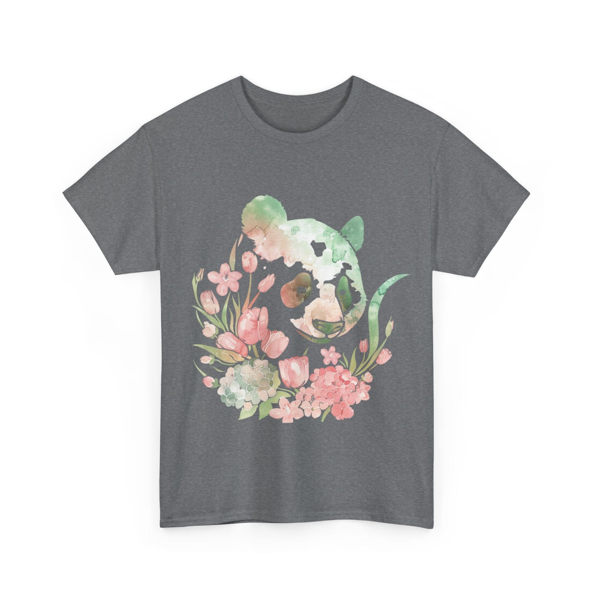 Printify T-Shirt Floral Panda Unisex Heavy Cotton Tee