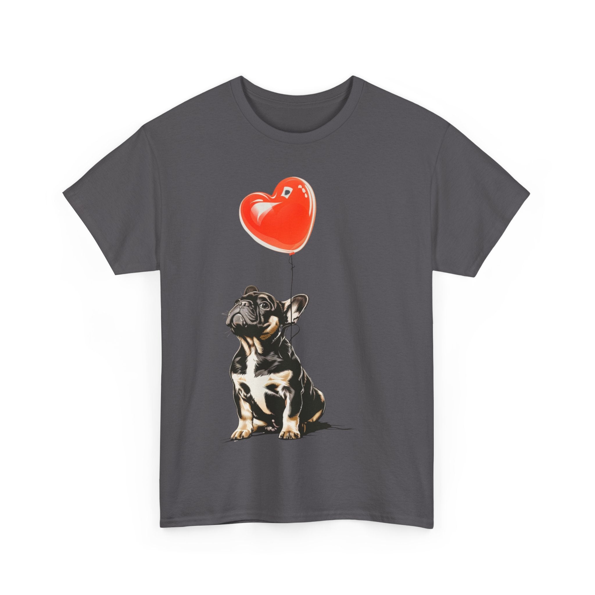 Printify T-Shirt French Bulldog Love Balloon T-Shirt – Adorable Dog Lover's Apparel with Heart Balloon Art