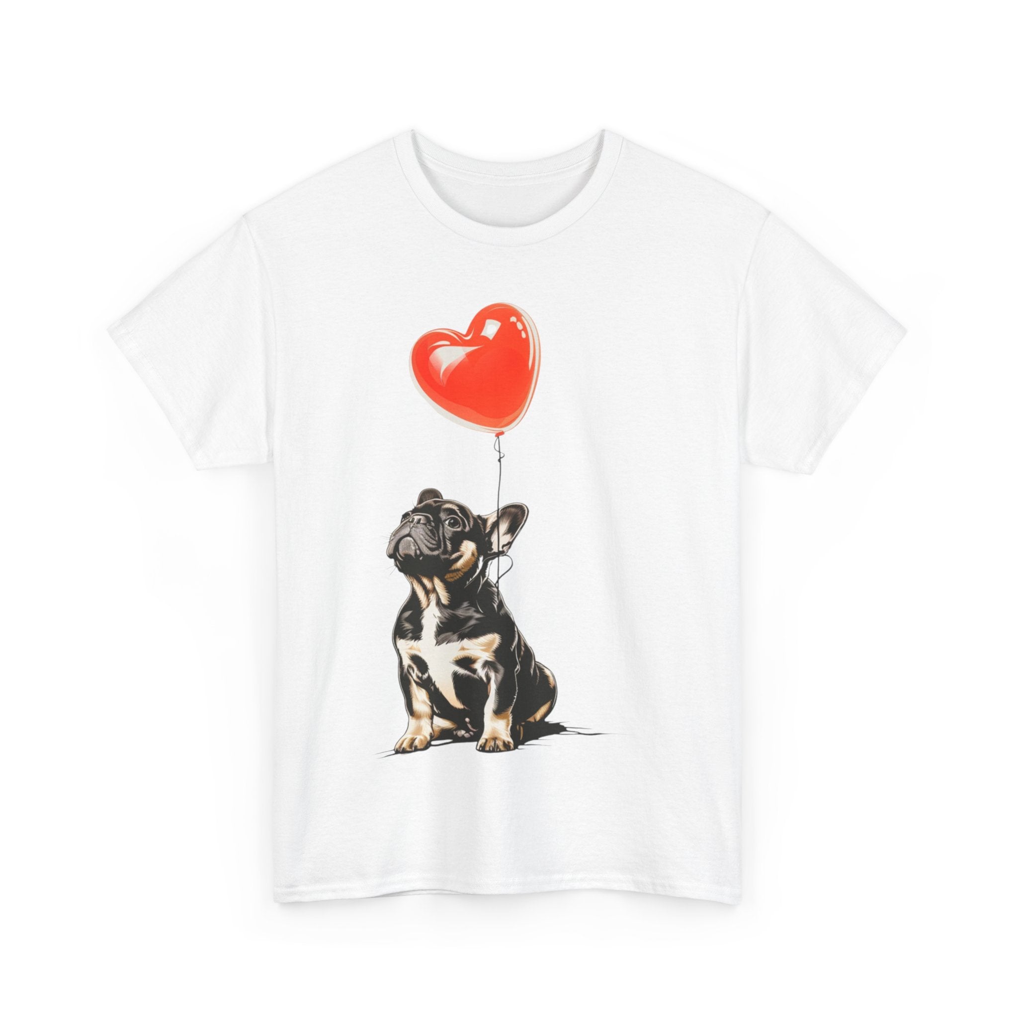 Printify T-Shirt French Bulldog Love Balloon T-Shirt – Adorable Dog Lover's Apparel with Heart Balloon Art