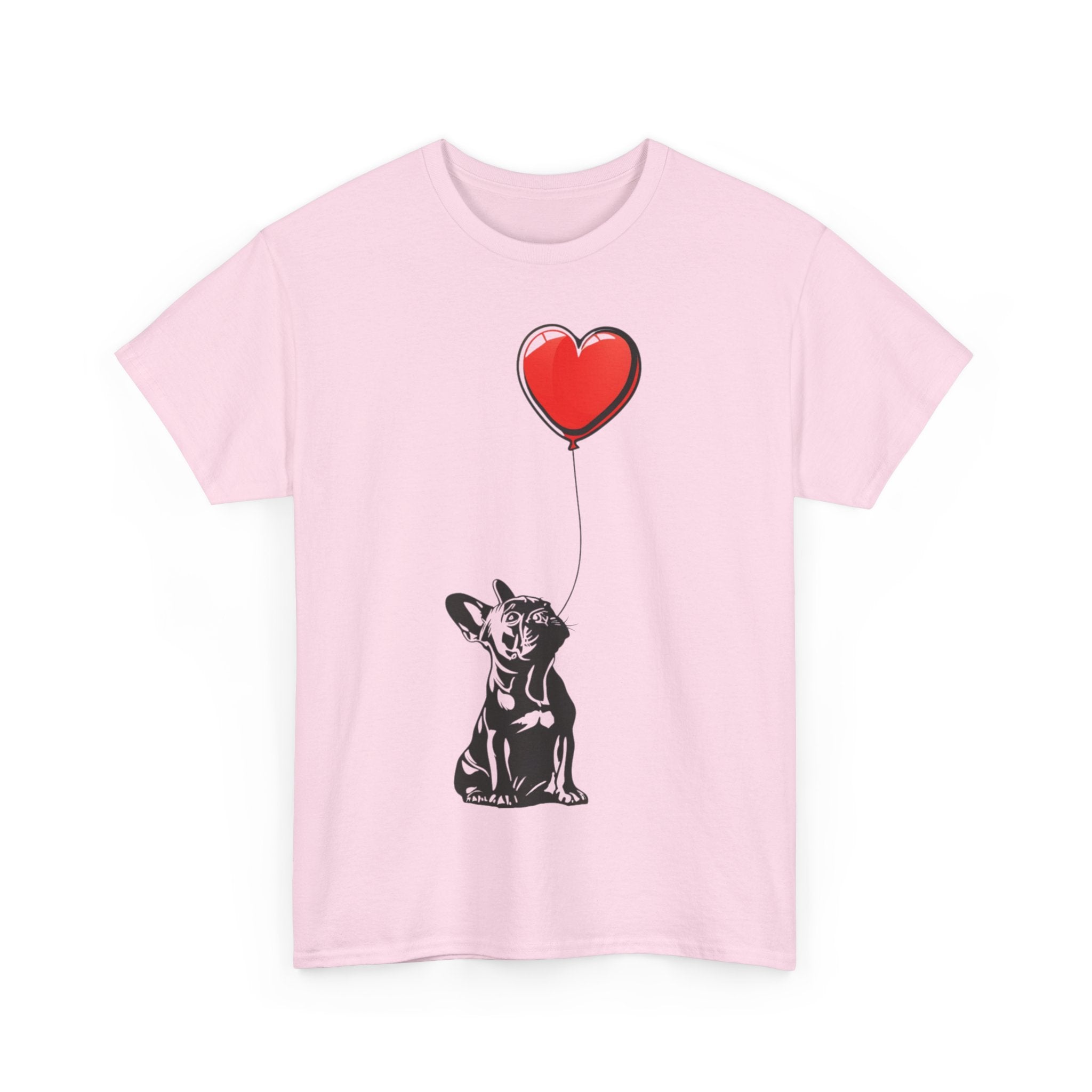 Printify T-Shirt French Bulldog Love Balloon Tee – Sweet Dog Lover's Apparel with Heart Balloon Graphic