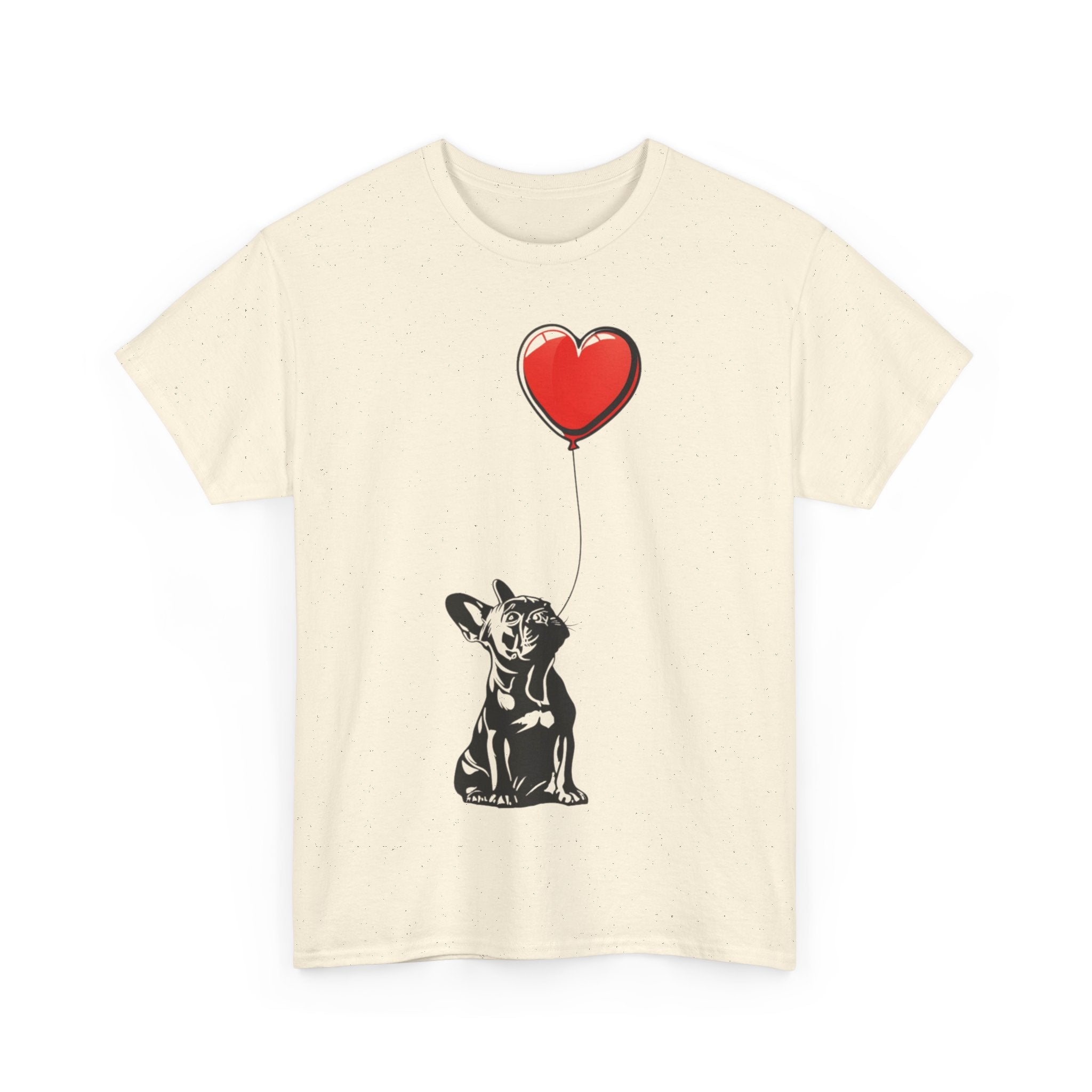 Printify T-Shirt French Bulldog Love Balloon Tee – Sweet Dog Lover's Apparel with Heart Balloon Graphic