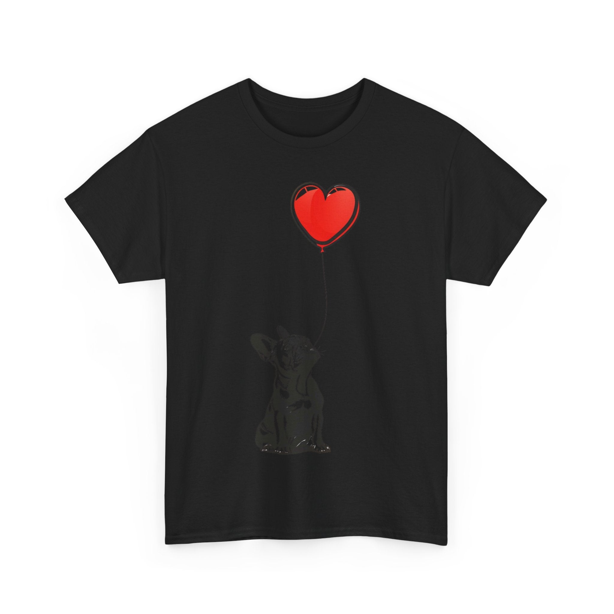 Printify T-Shirt French Bulldog Love Balloon Tee – Sweet Dog Lover's Apparel with Heart Balloon Graphic